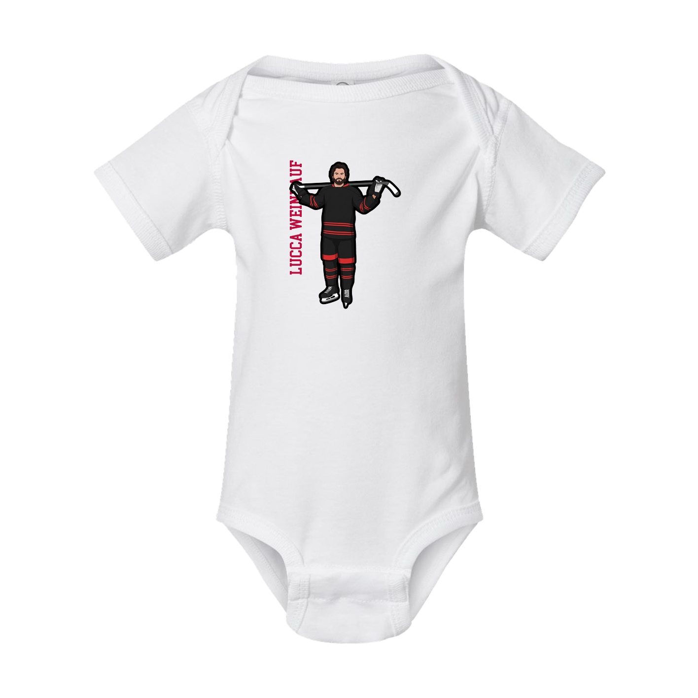 Baby Onesie — Name Vertical in White