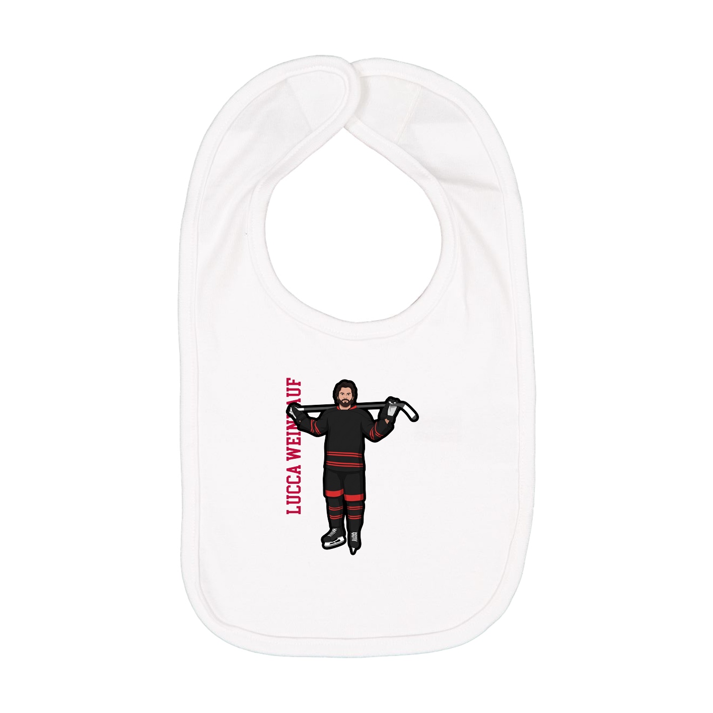 Infant Bib — Name Vertical in White