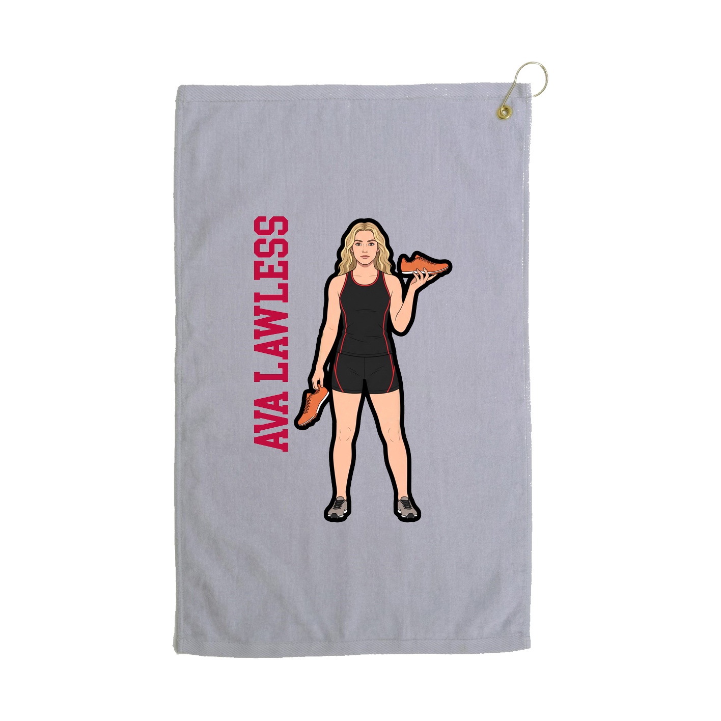 Golf Towel — Name Vertical in Grey