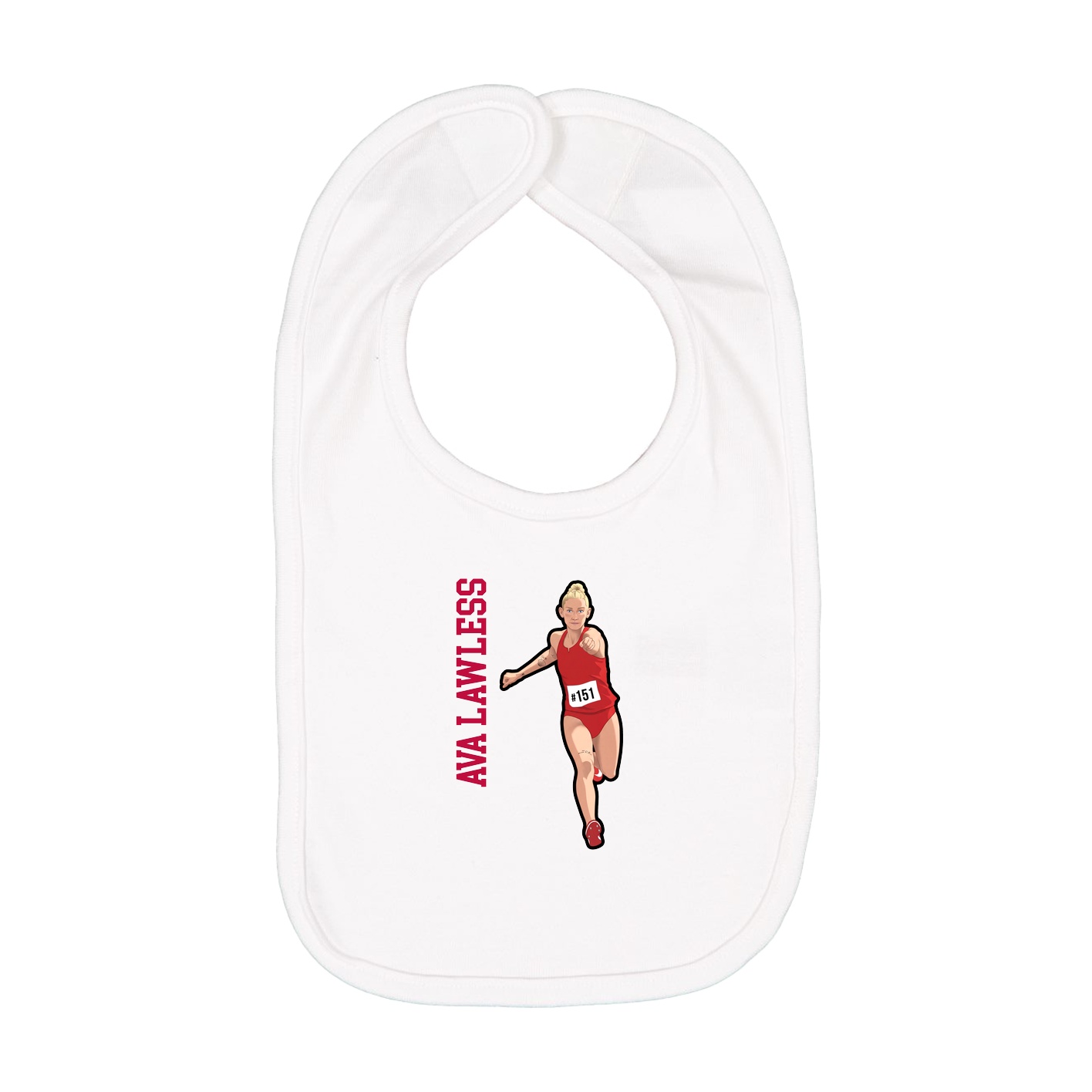 Infant Bib — Name Vertical in White
