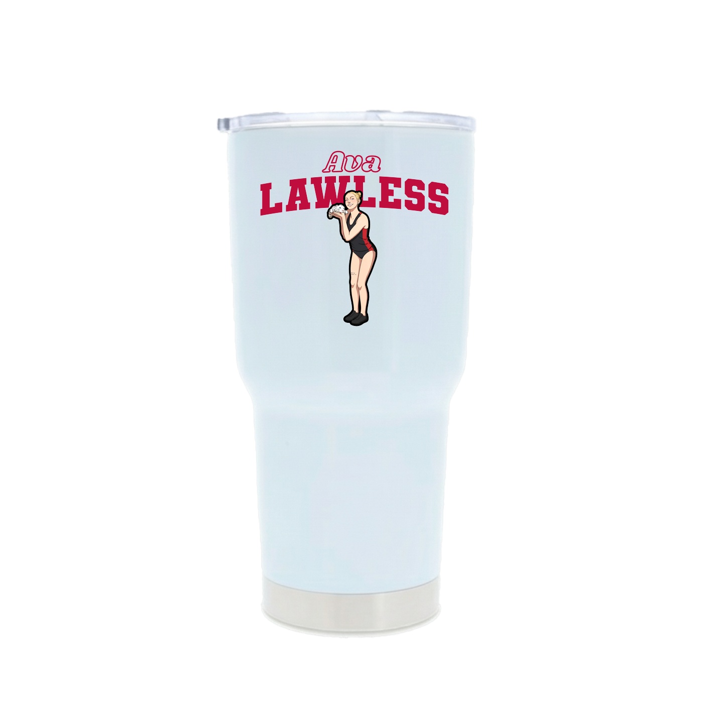 30oz Stainless Steel Tumbler — Name Arch in White