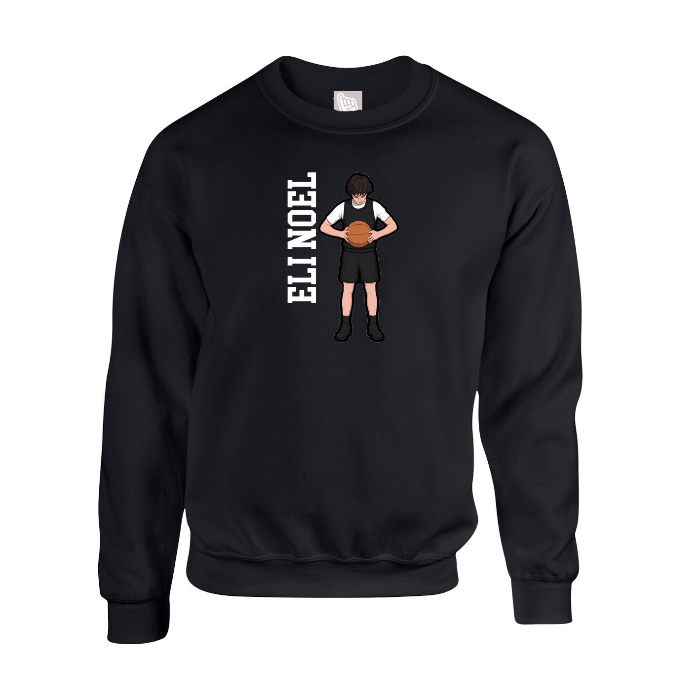 Fleece Crew — Name Vertical in Black