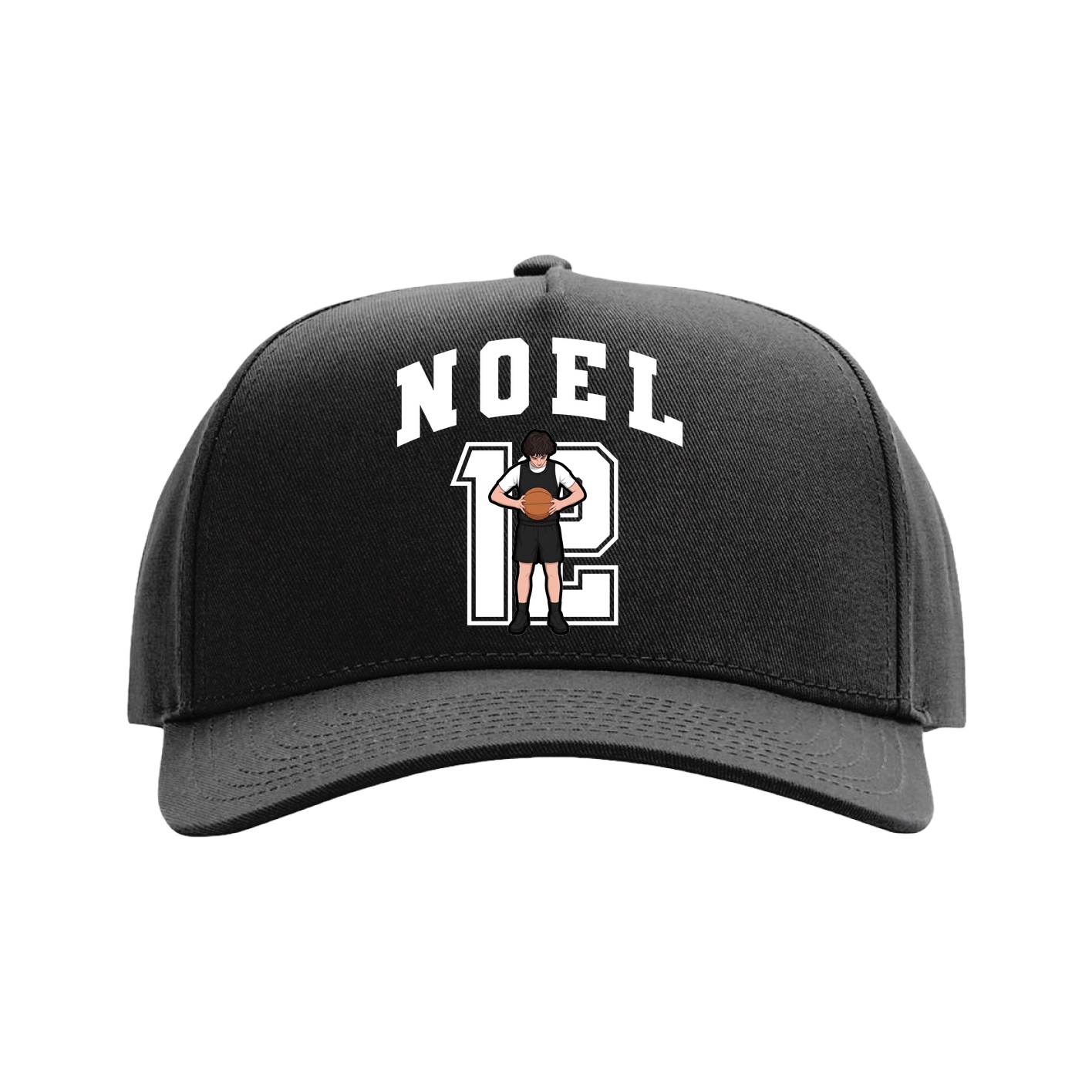 Full Fabric Five-Panel Champ Cap — Number in Black