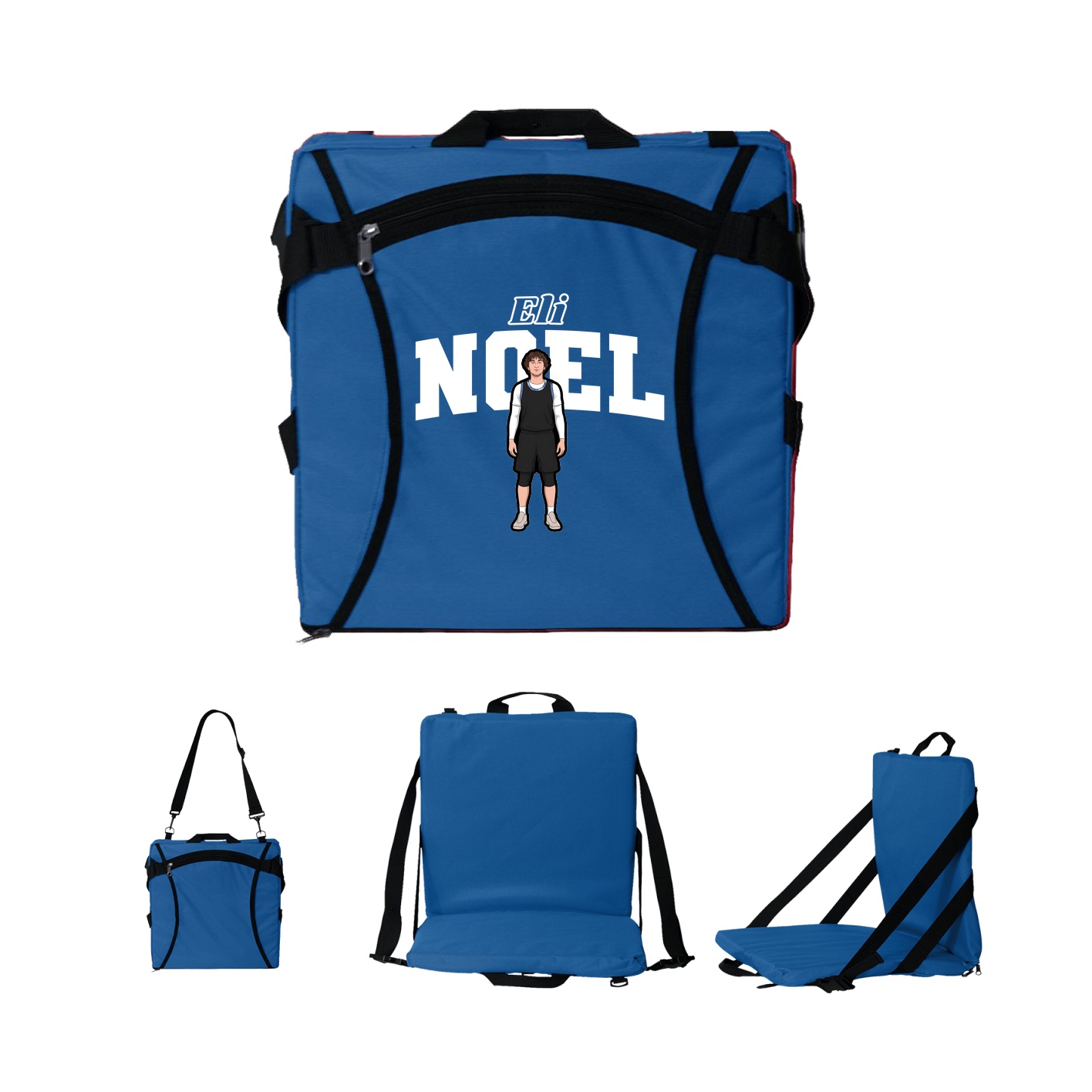 Folding Stadium Seat — Name Arch in Royal