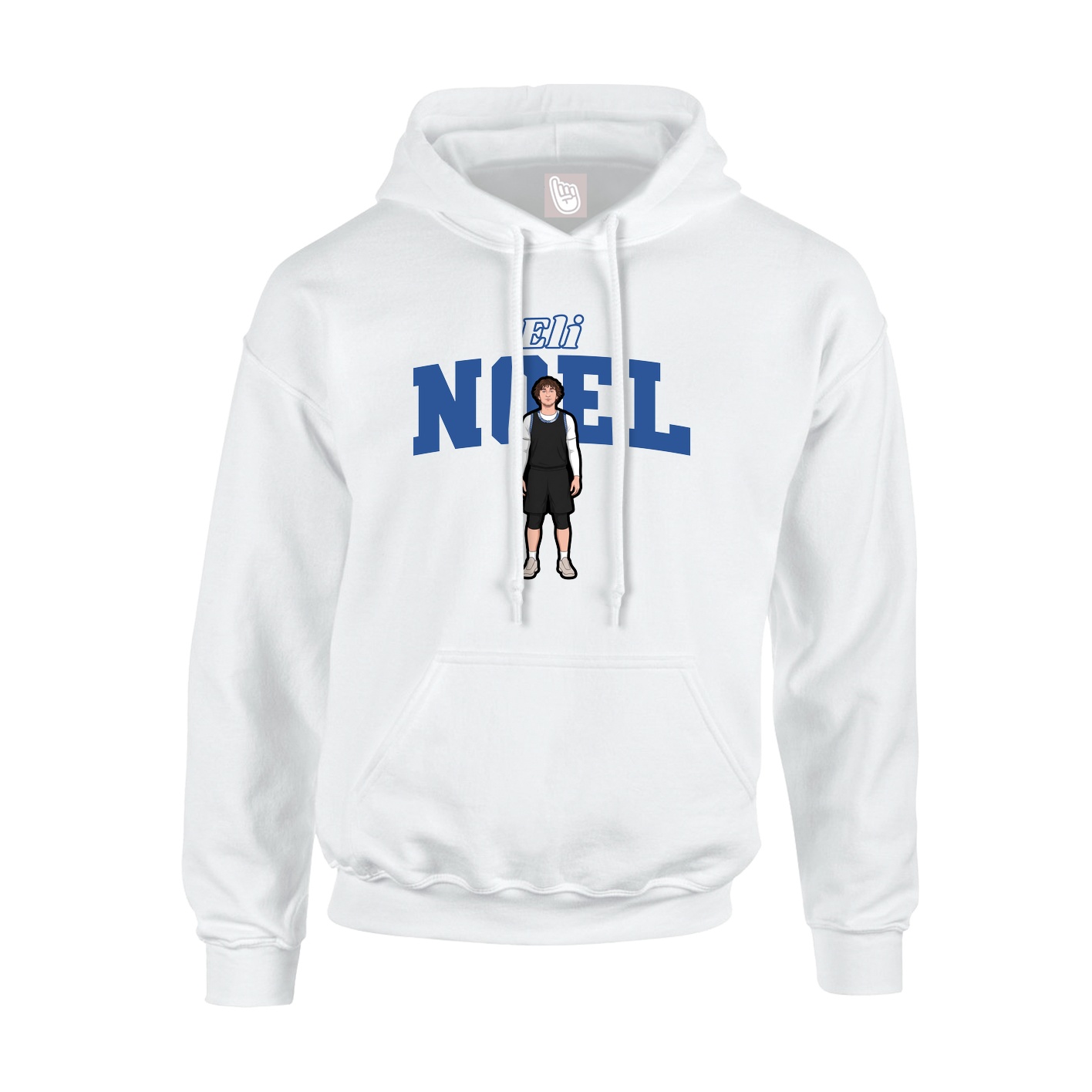 Youth Hoodie — Name Arch in White