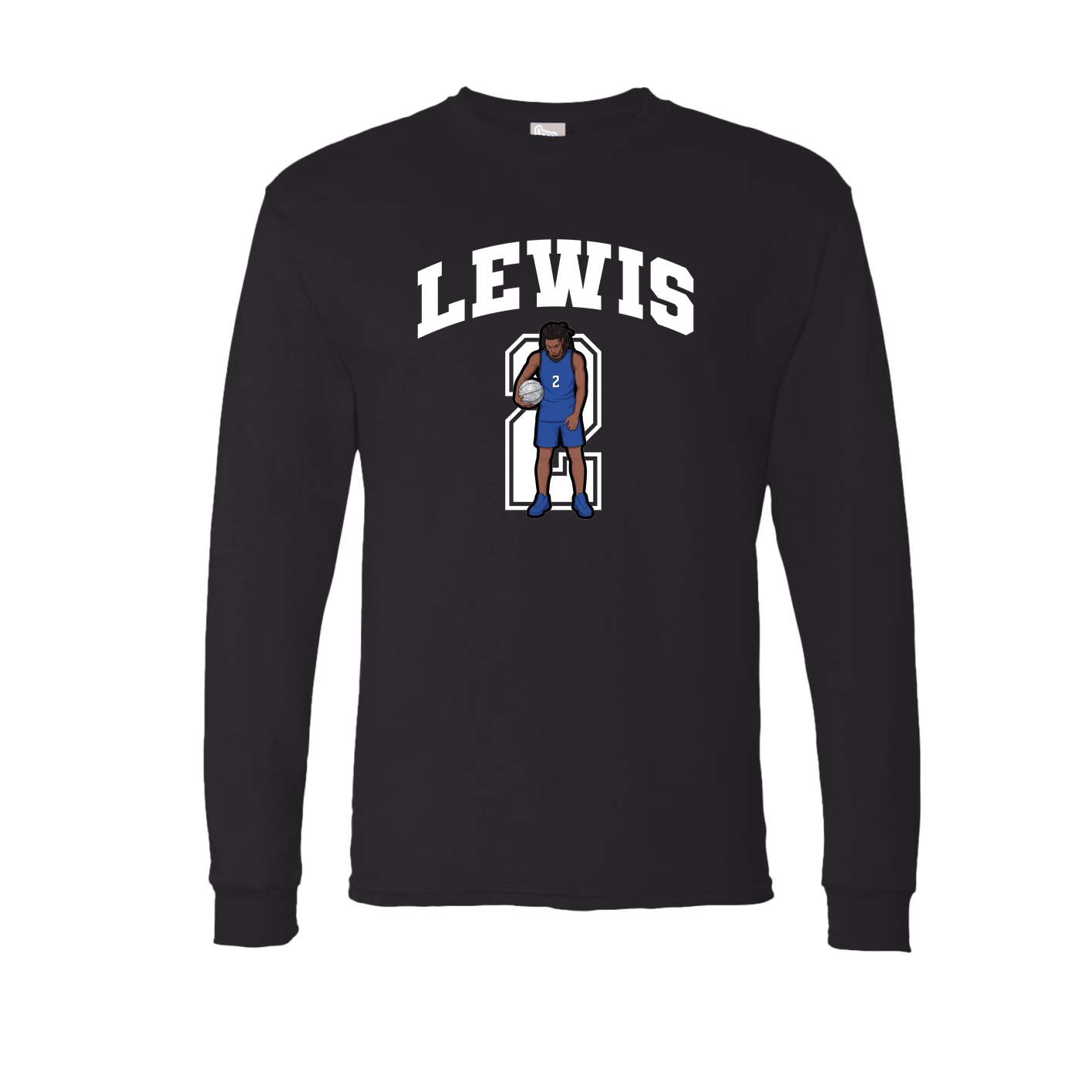 Long Sleeve Tee — Number in Black