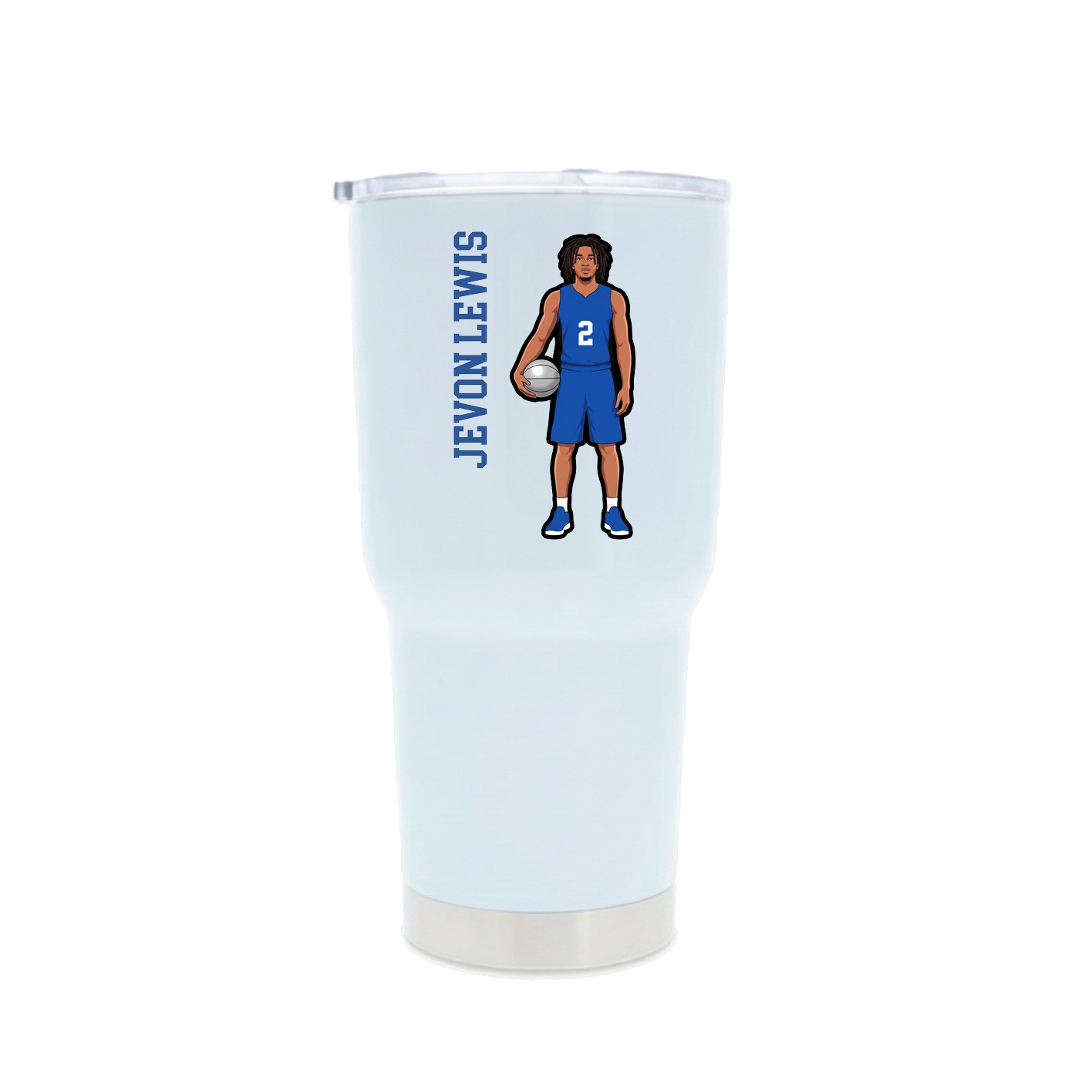30oz Stainless Steel Tumbler — Name Vertical in White