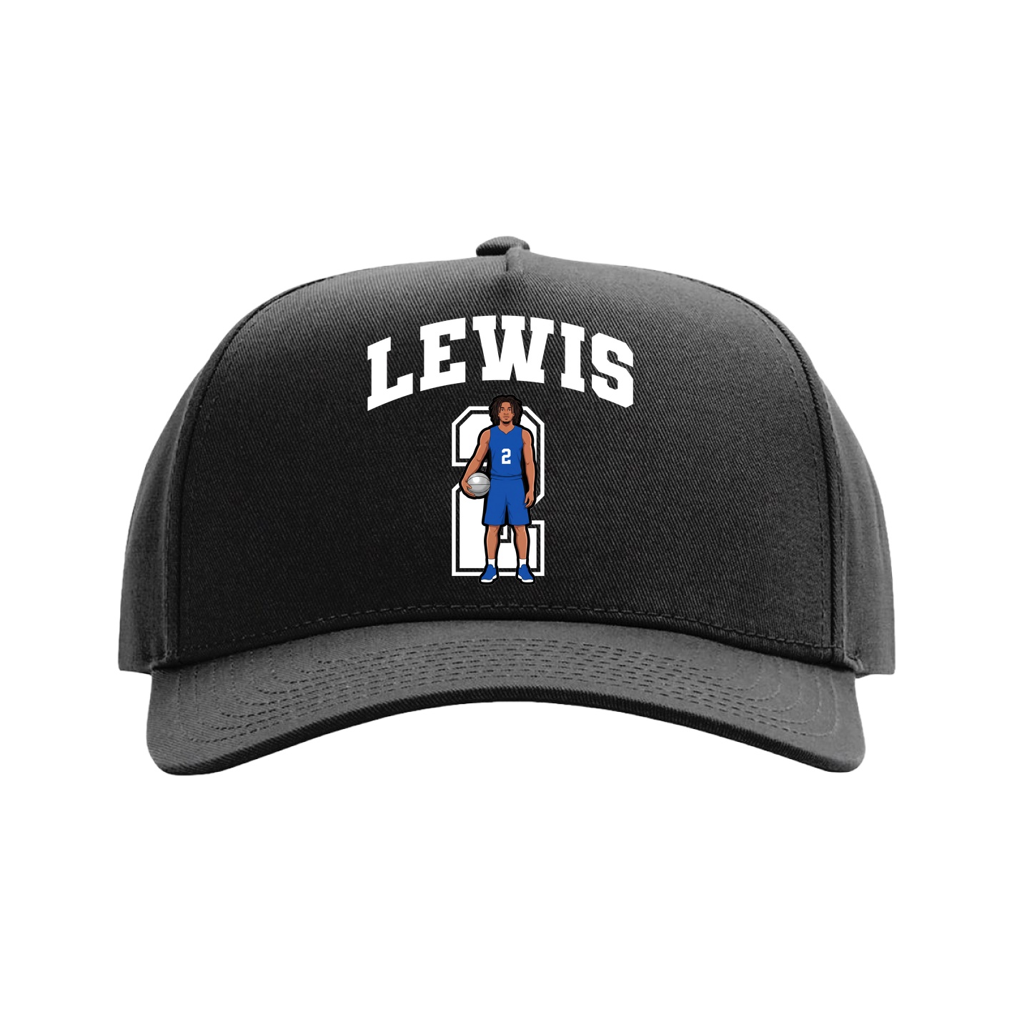 Full Fabric Five-Panel Champ Cap — Number in Black