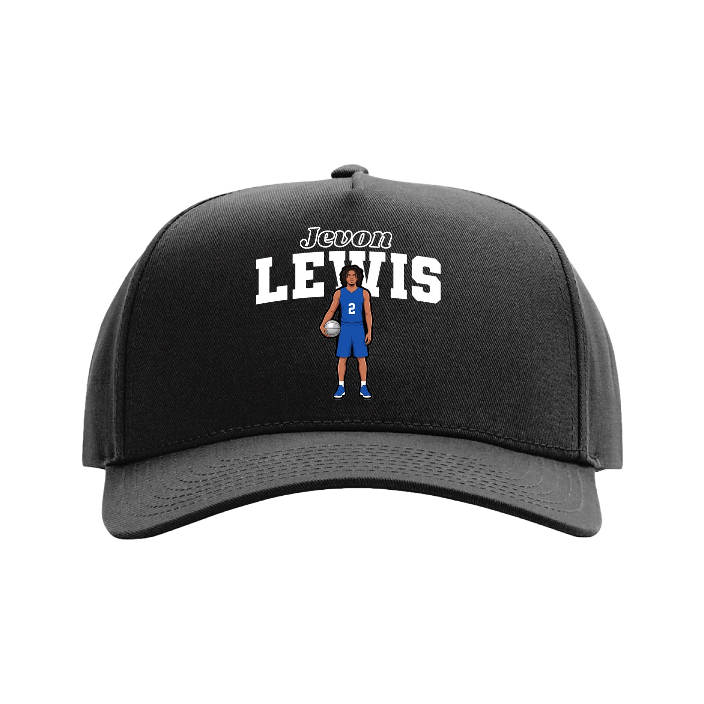 Full Fabric Five-Panel Champ Cap — Name Arch in Black