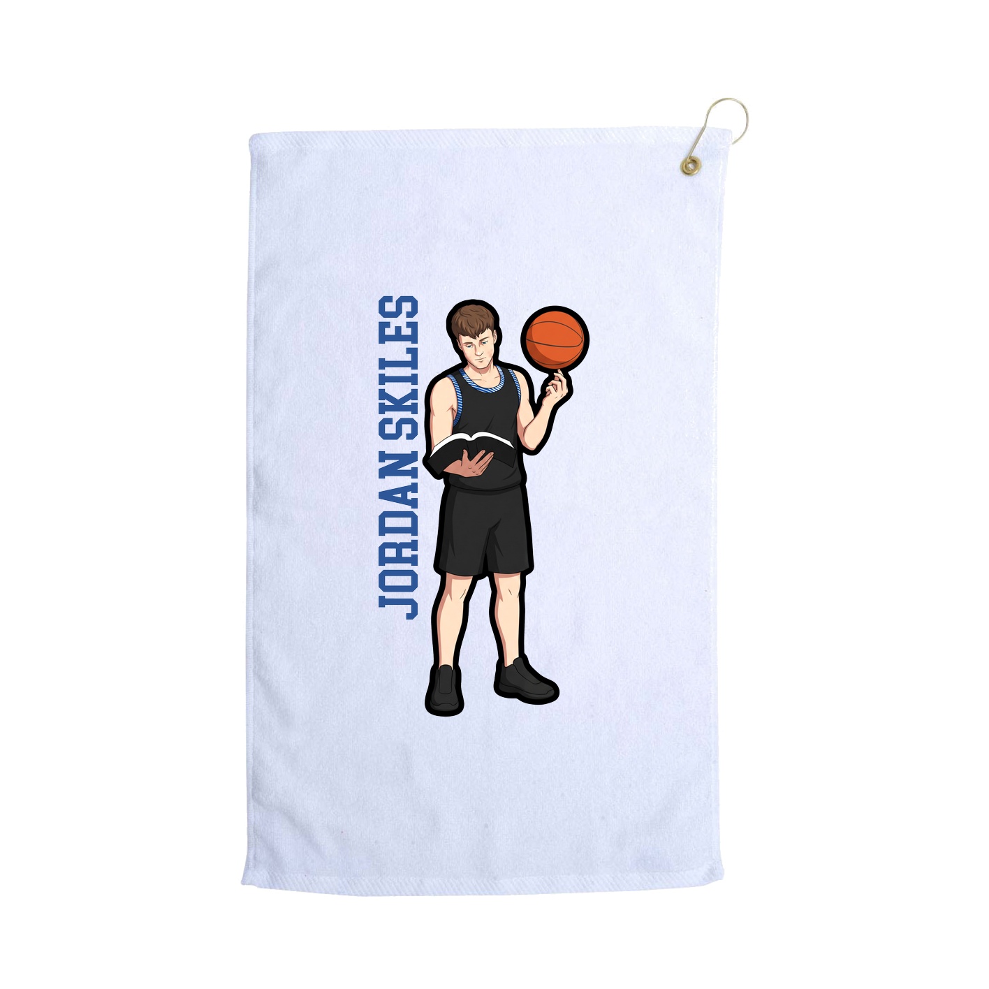 Golf Towel — Name Vertical in White