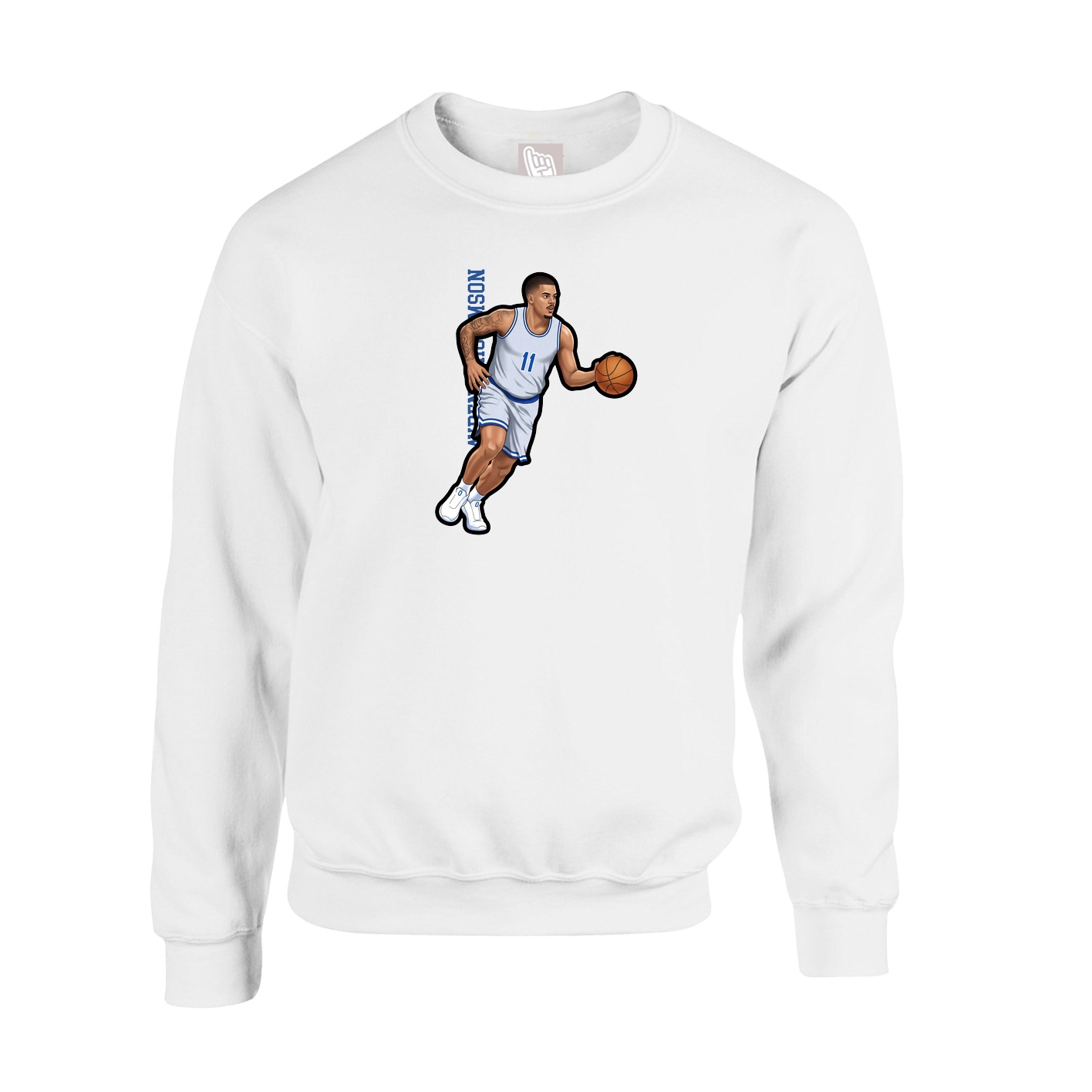 Fleece Crew — Name Vertical in White