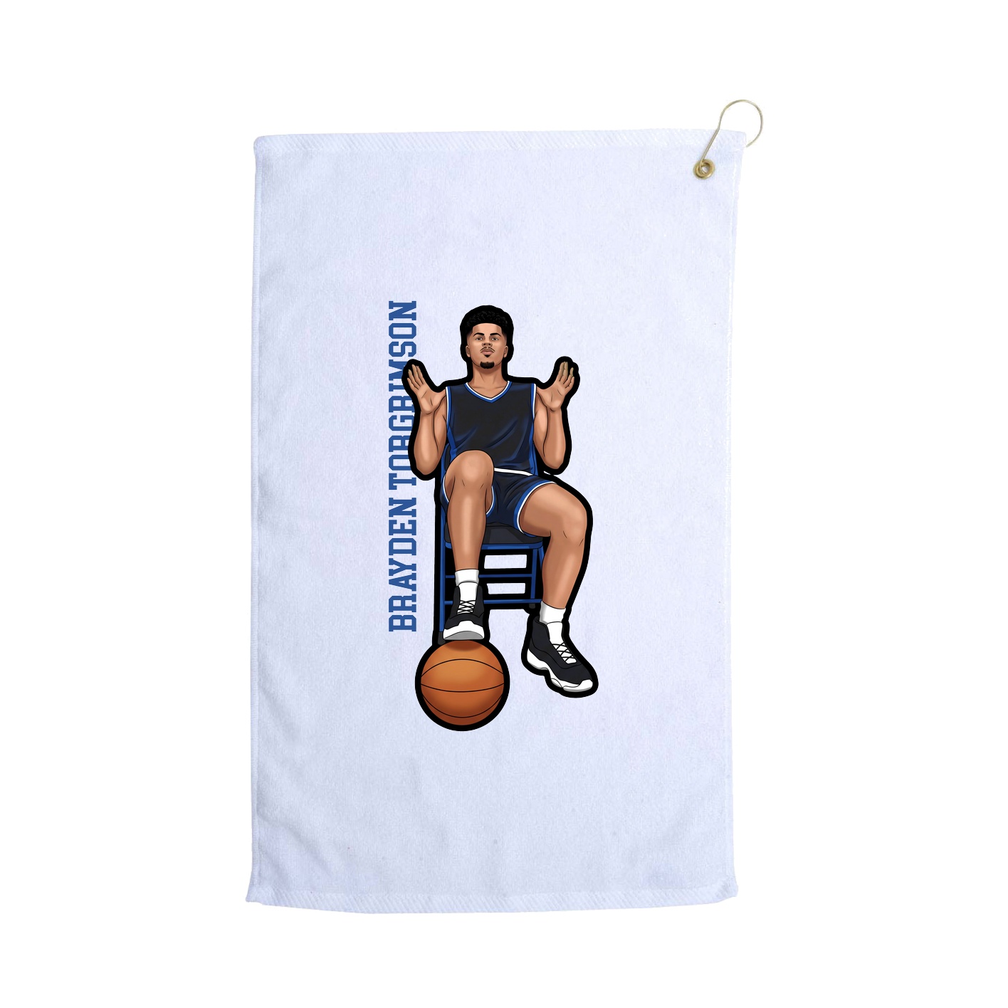 Golf Towel — Name Vertical in White