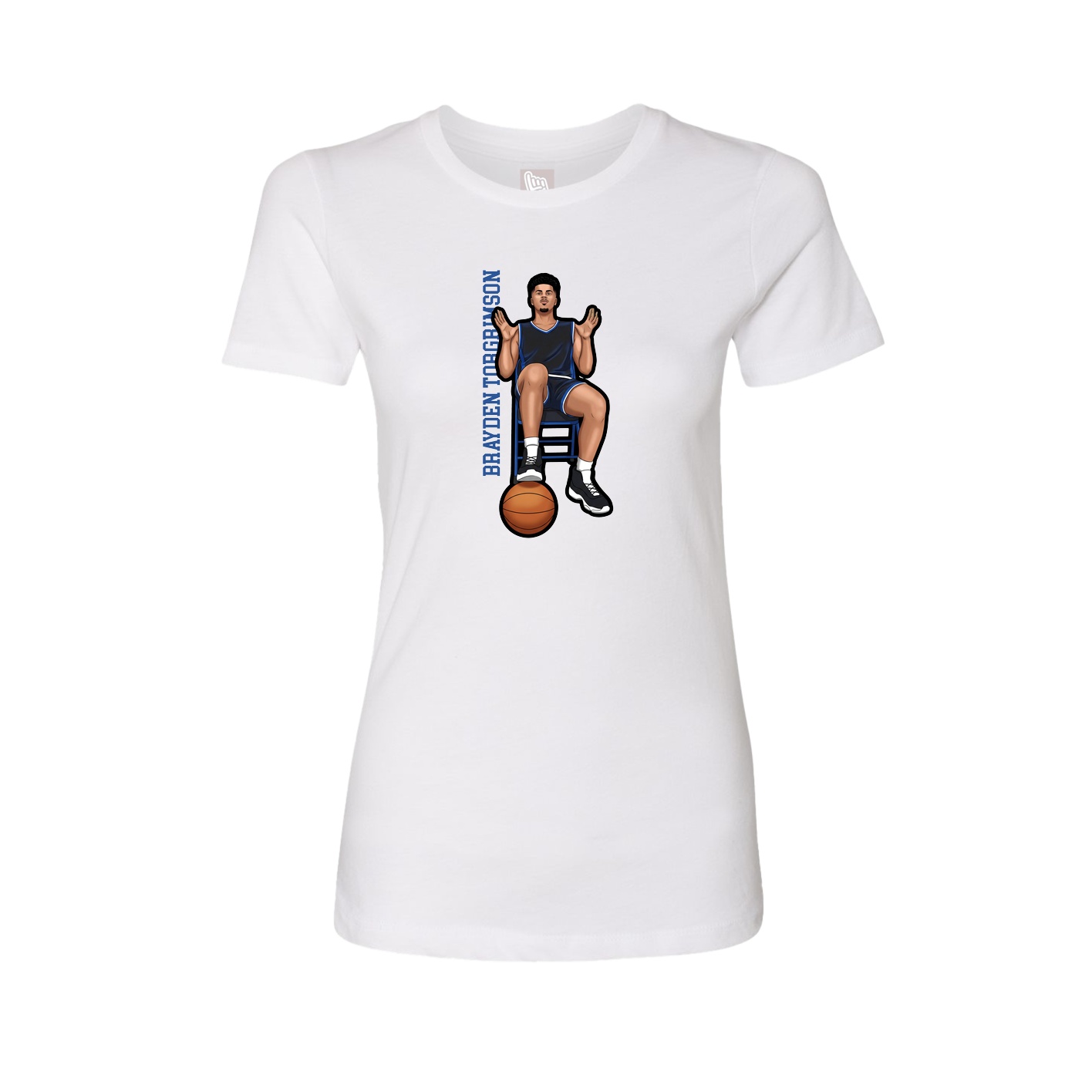 Fitted Women's Tee — Name Vertical in White