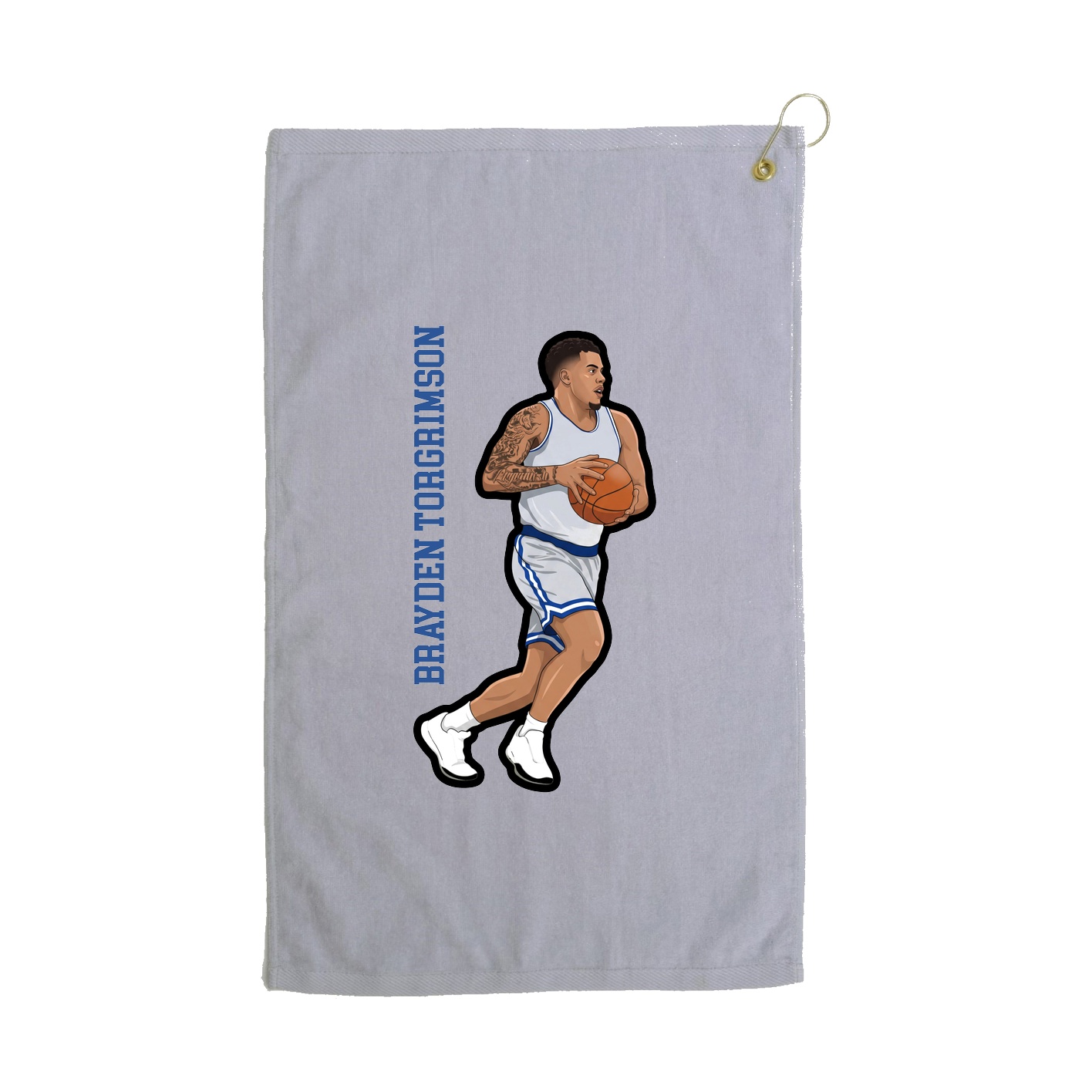Golf Towel — Name Vertical in Grey