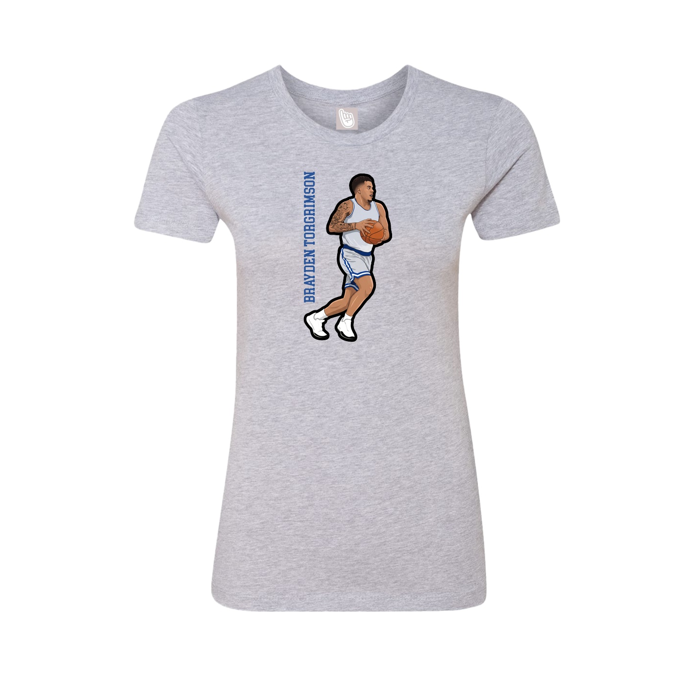 Fitted Women's Tee — Name Vertical in Grey