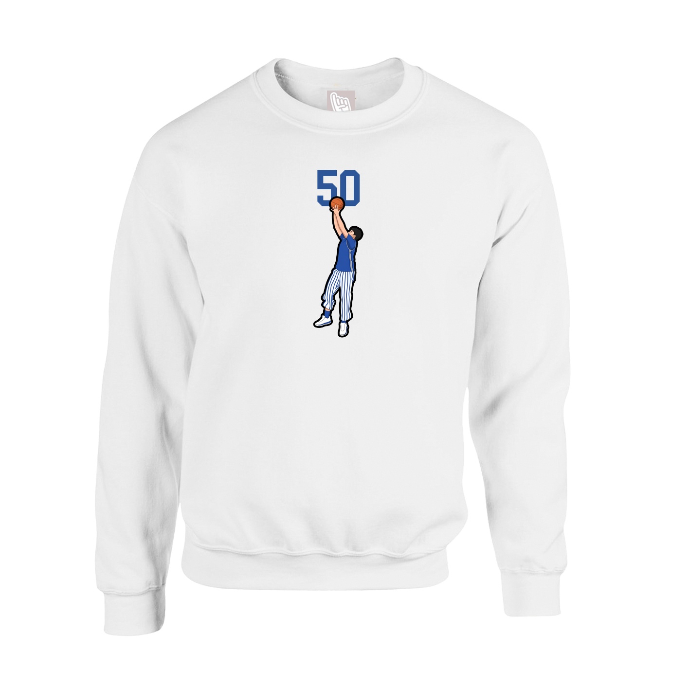 Fleece Crew — Number Top in White