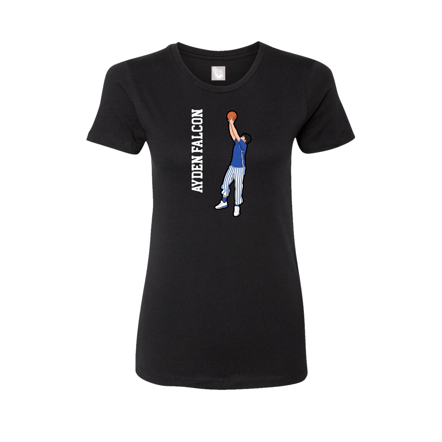 Fitted Women's Tee — Name Vertical in Black