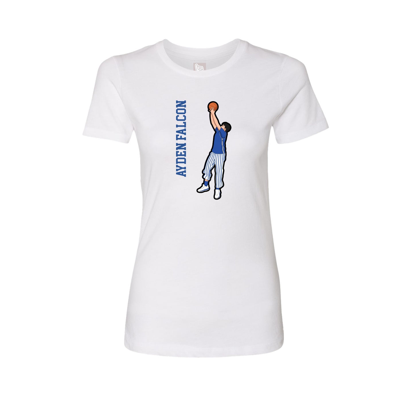 Womens Tee — Name Vertical in White