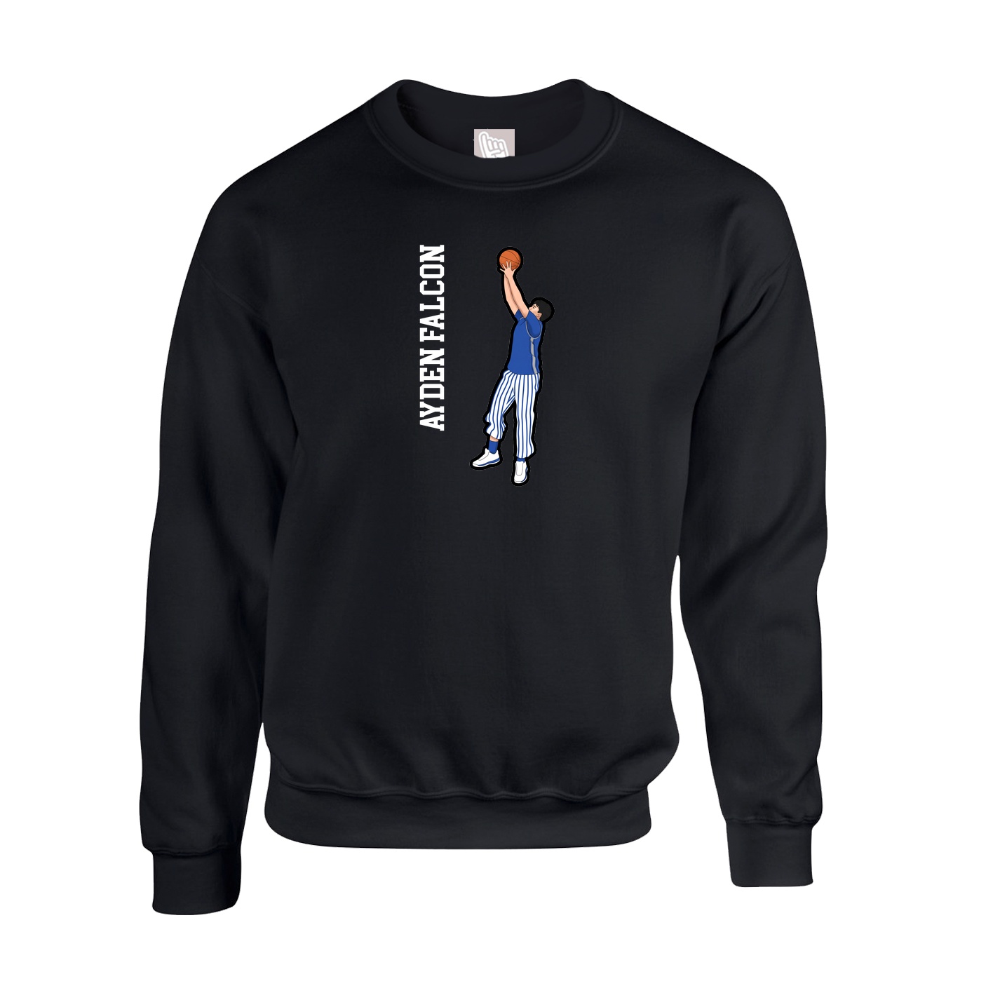 Fleece Crew — Name Vertical in Black