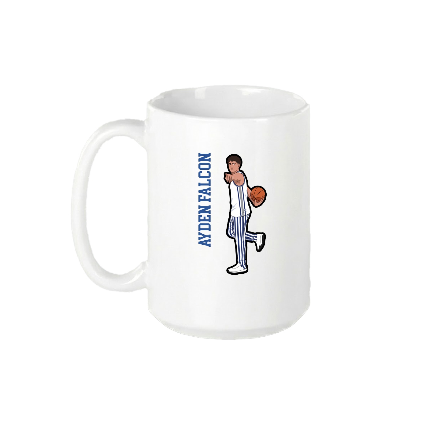15oz Coffee Mug — Name Vertical in White