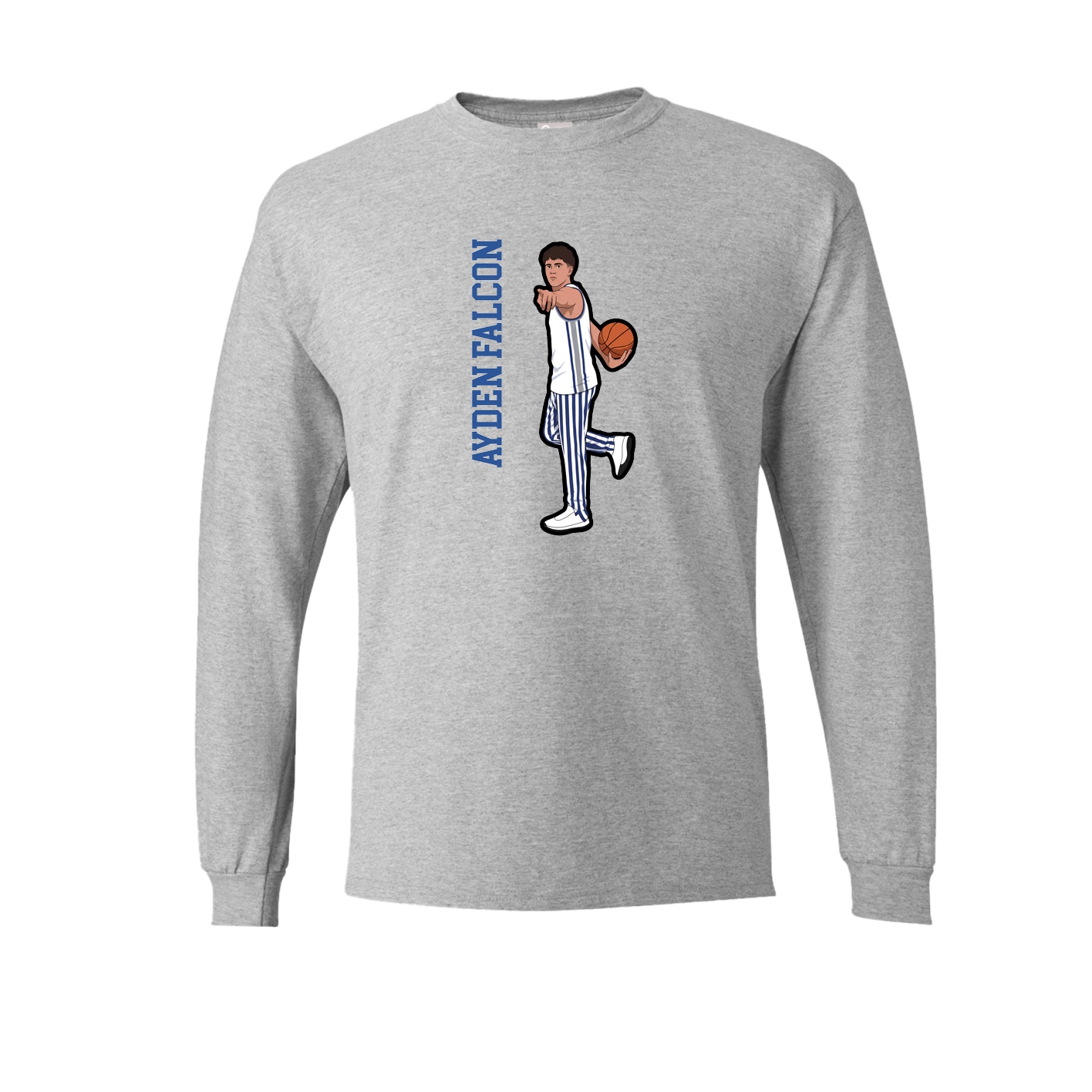 Long Sleeve Tee — Name Vertical in Grey
