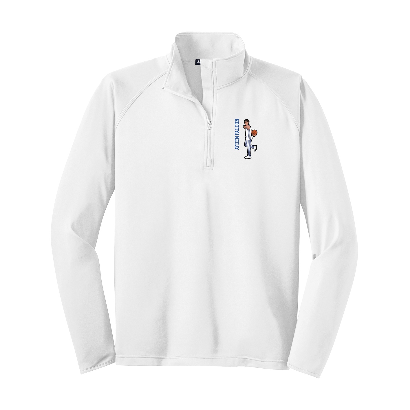 Q-Zip Pullover — Name Vertical in White