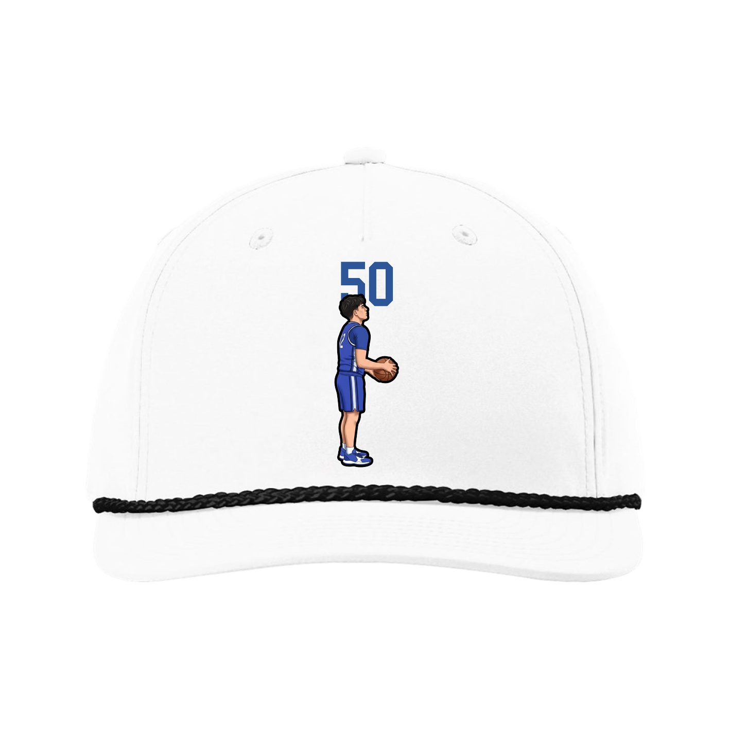 Five-Panel Classic Rope Cap — Number Top in White