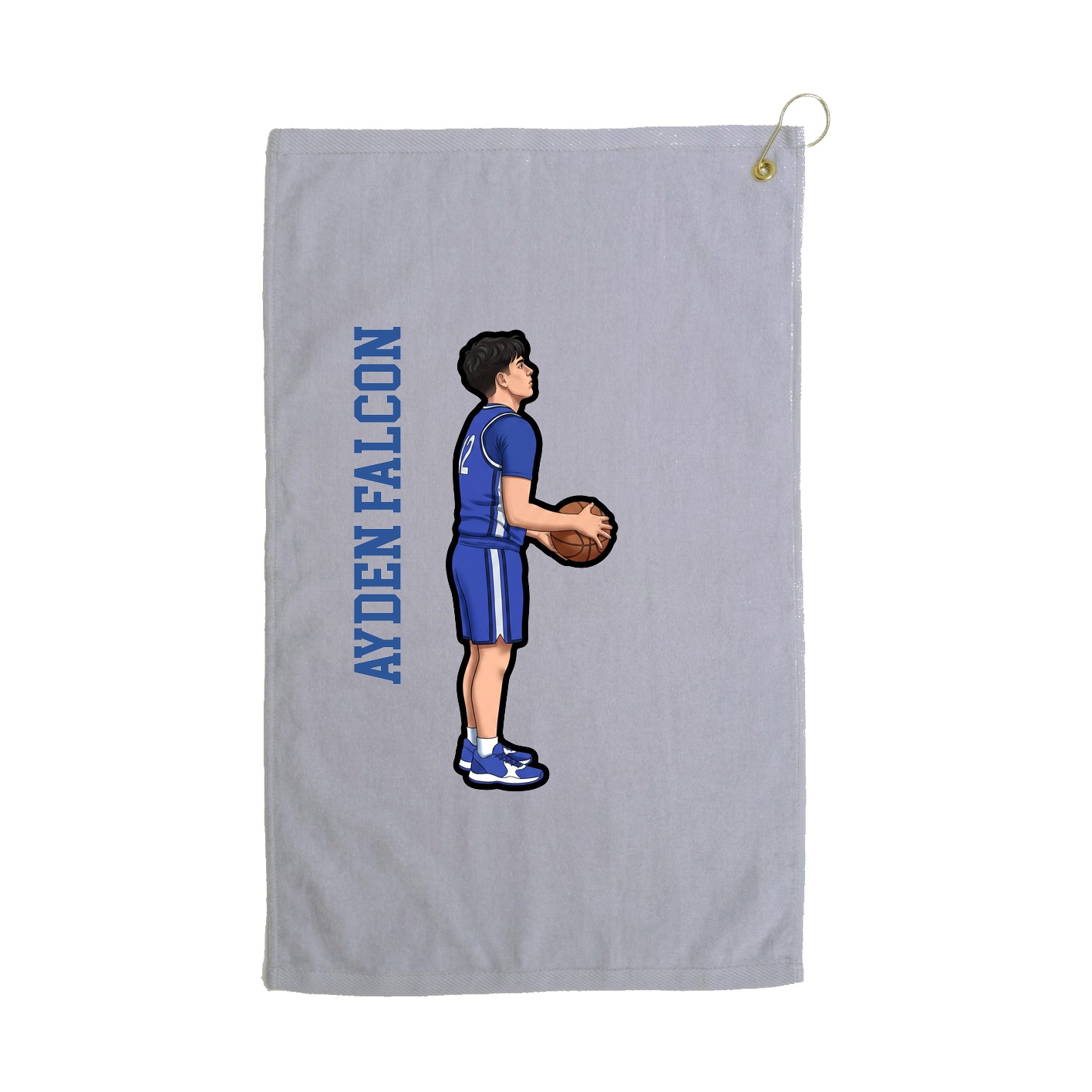 Golf Towel — Name Vertical in Grey