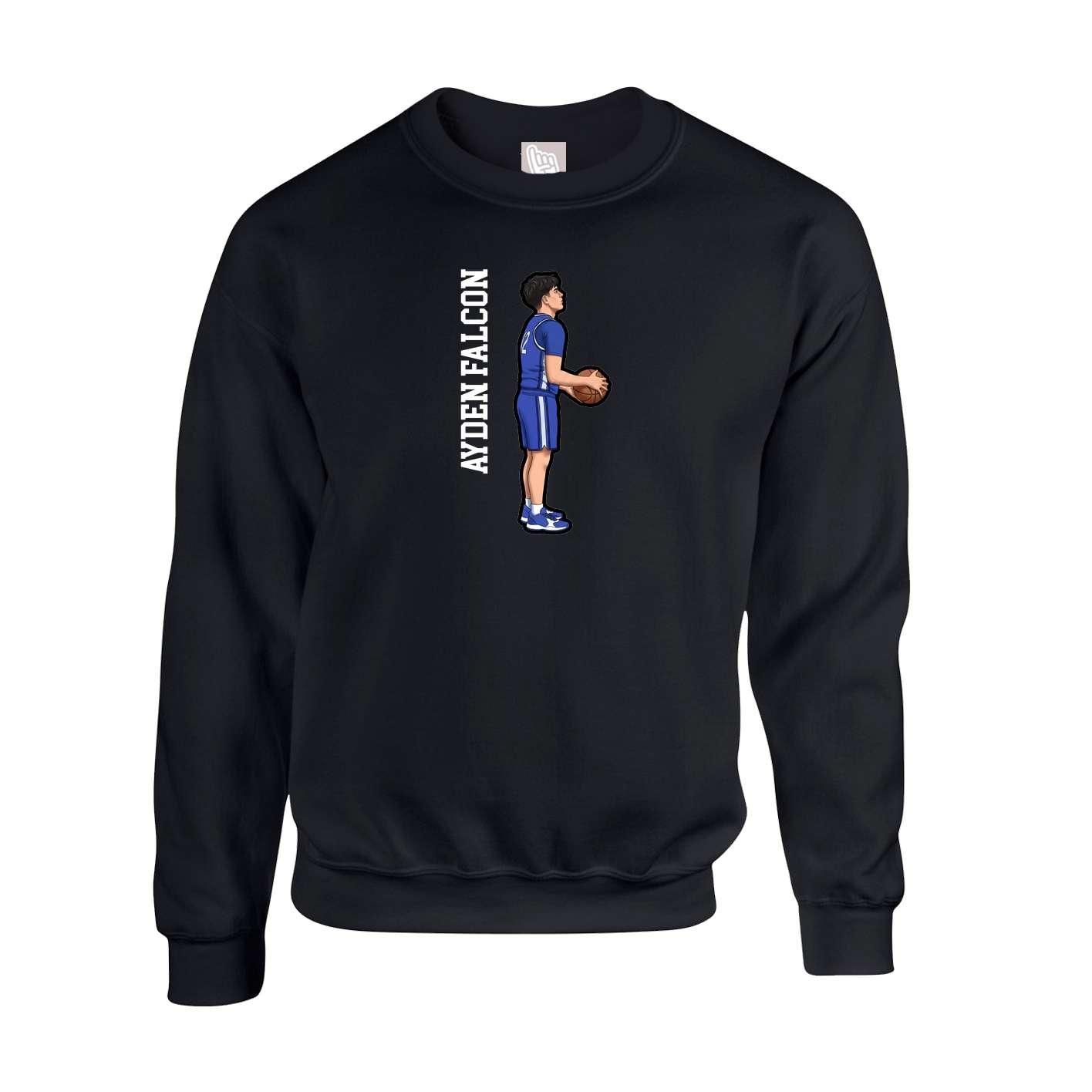 Fleece Crew — Name Vertical in Black
