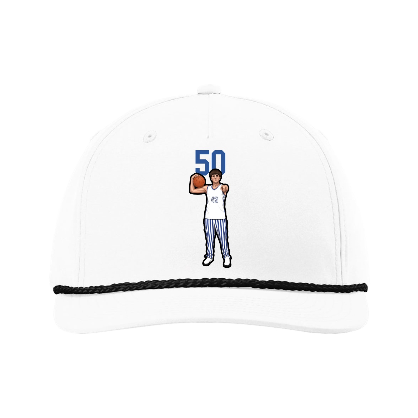 Five-Panel Classic Rope Cap — Number Top in White