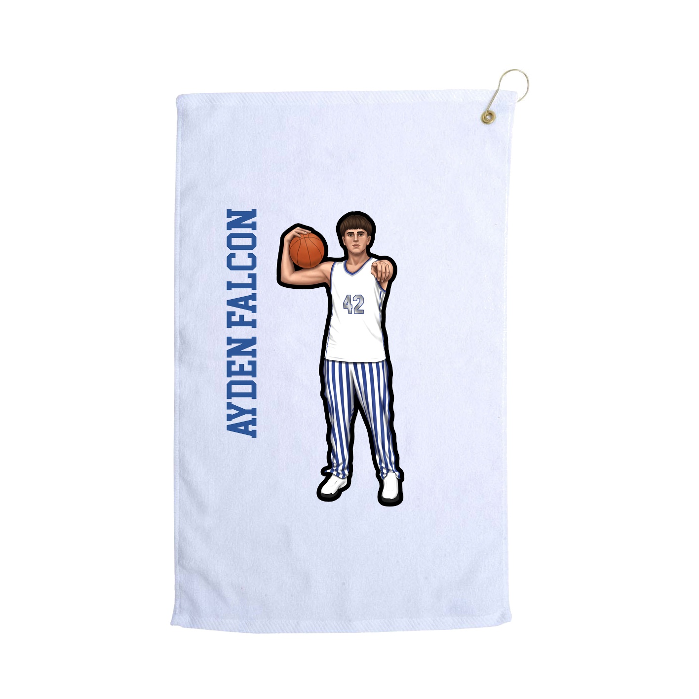 Golf Towel — Name Vertical in White