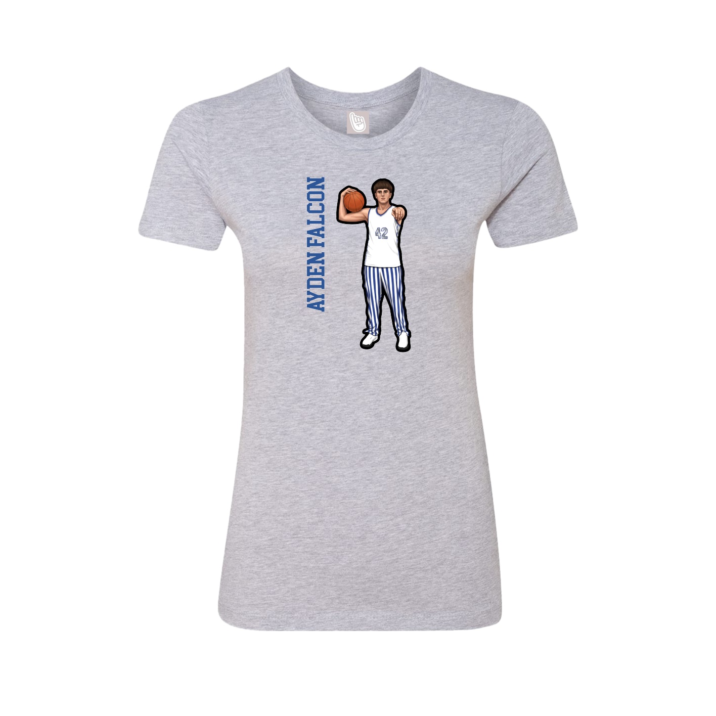 Womens Tee — Name Vertical in Grey