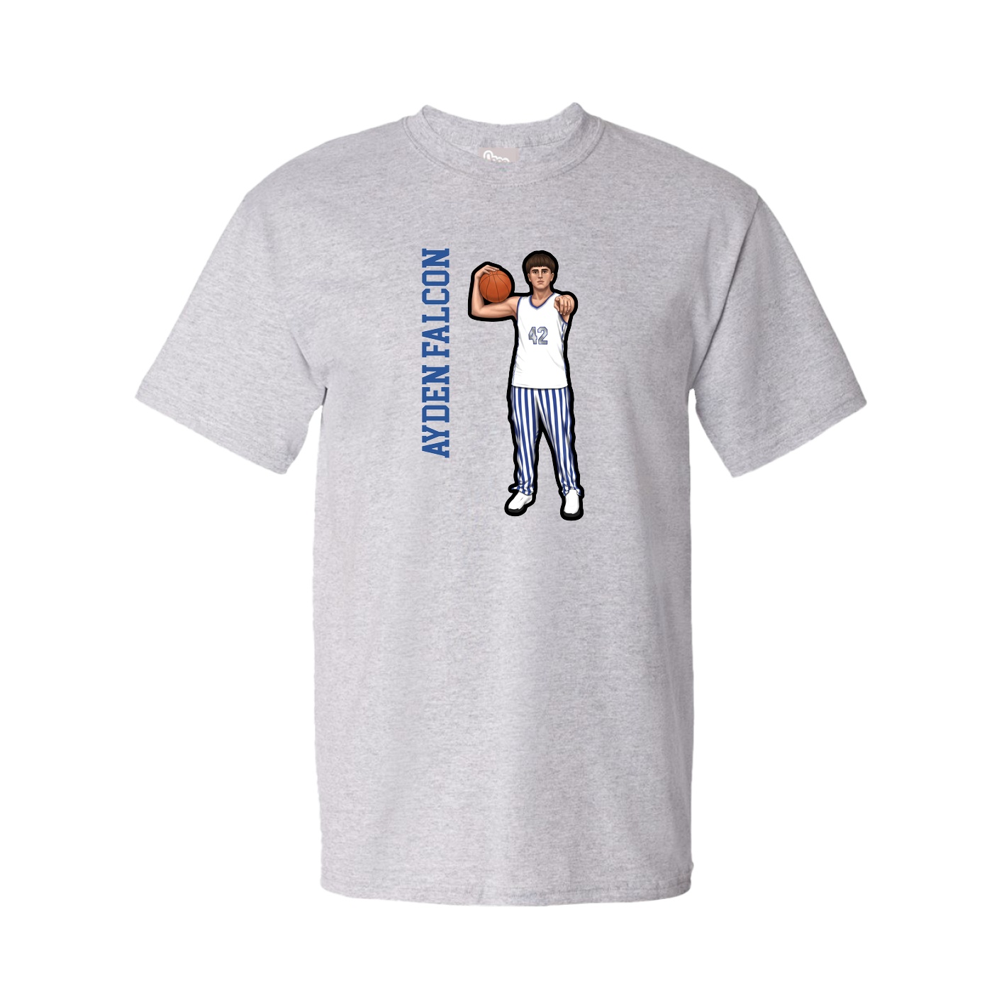 Youth Tee — Name Vertical in Grey