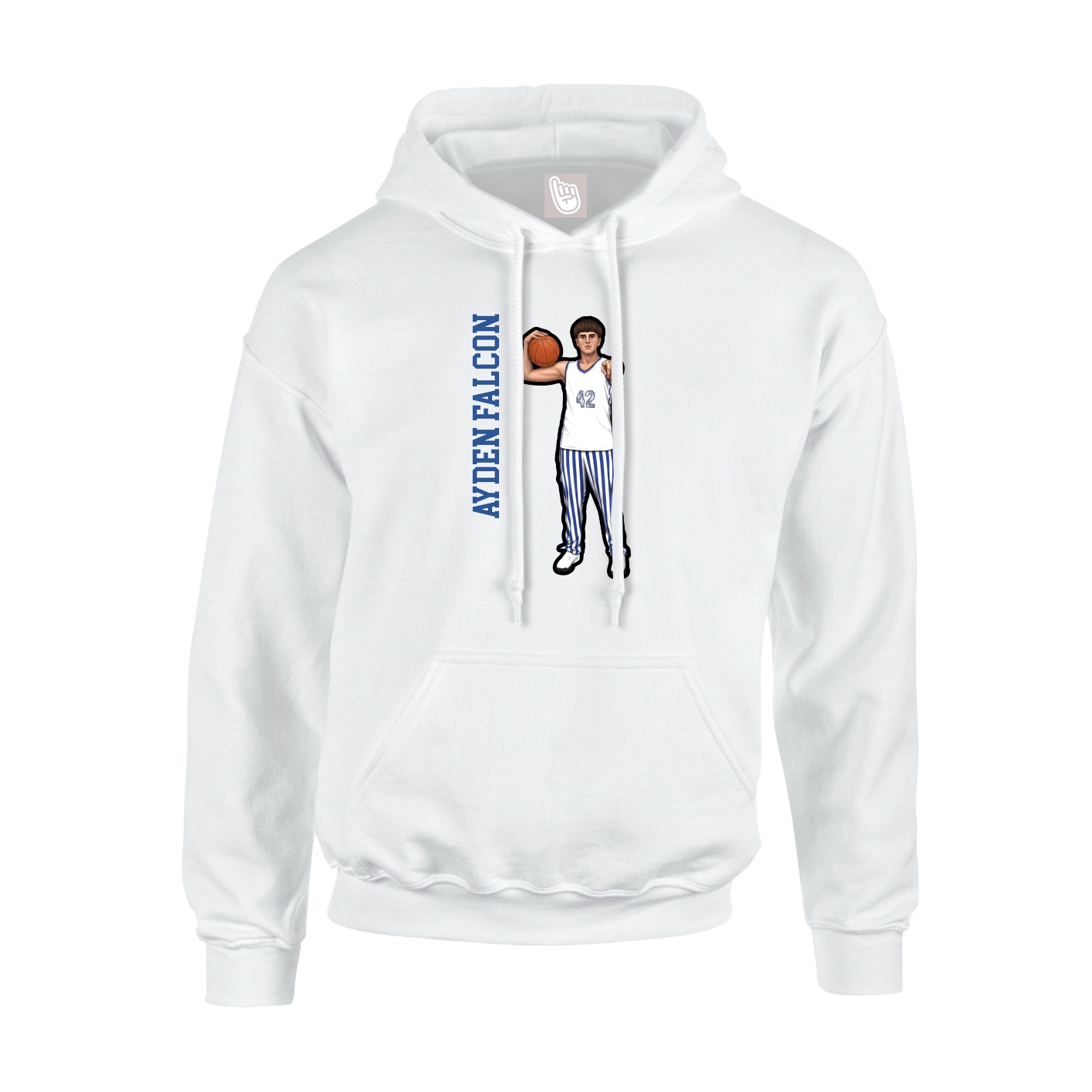 Youth Hoodie — Name Vertical in White