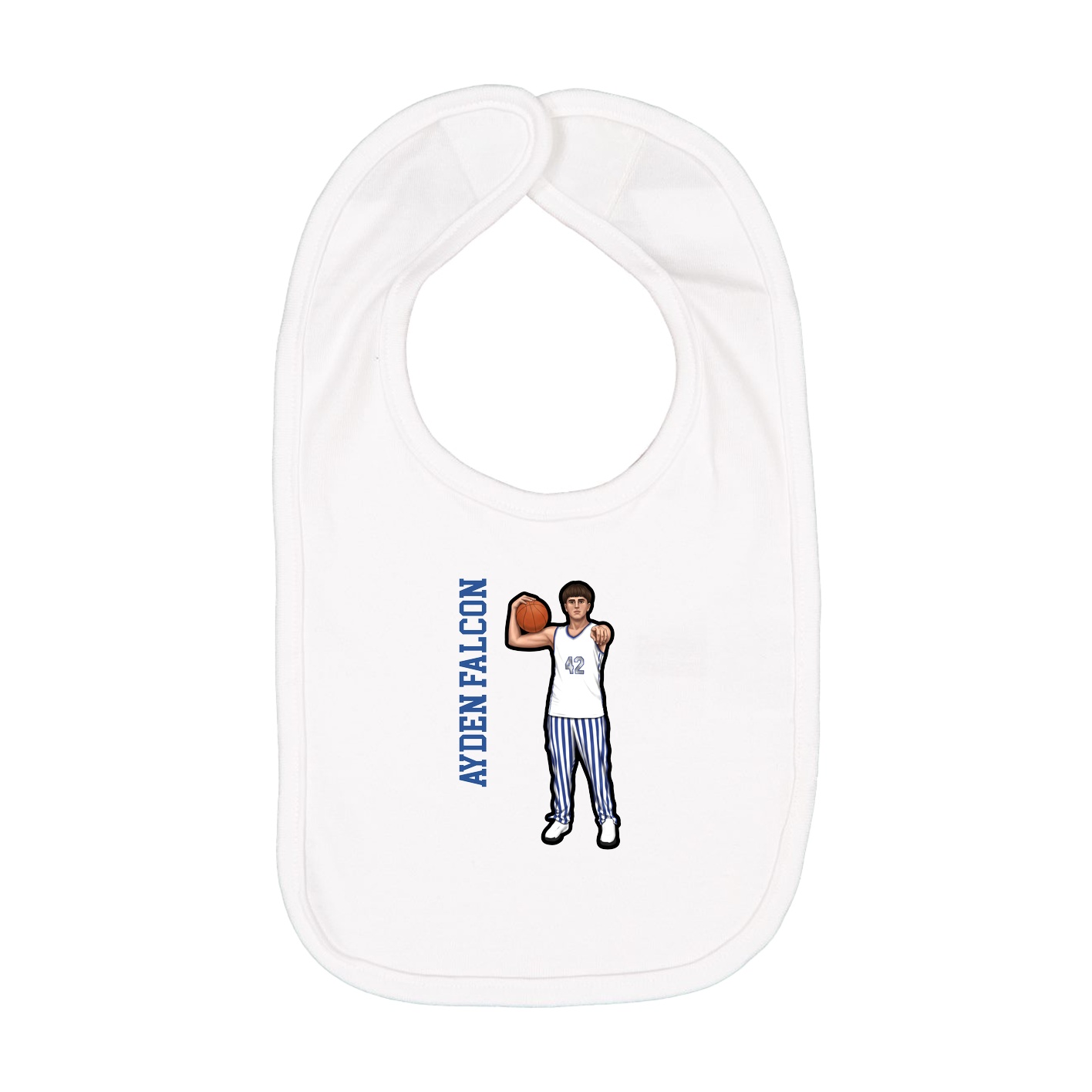 Infant Bib — Name Vertical in White