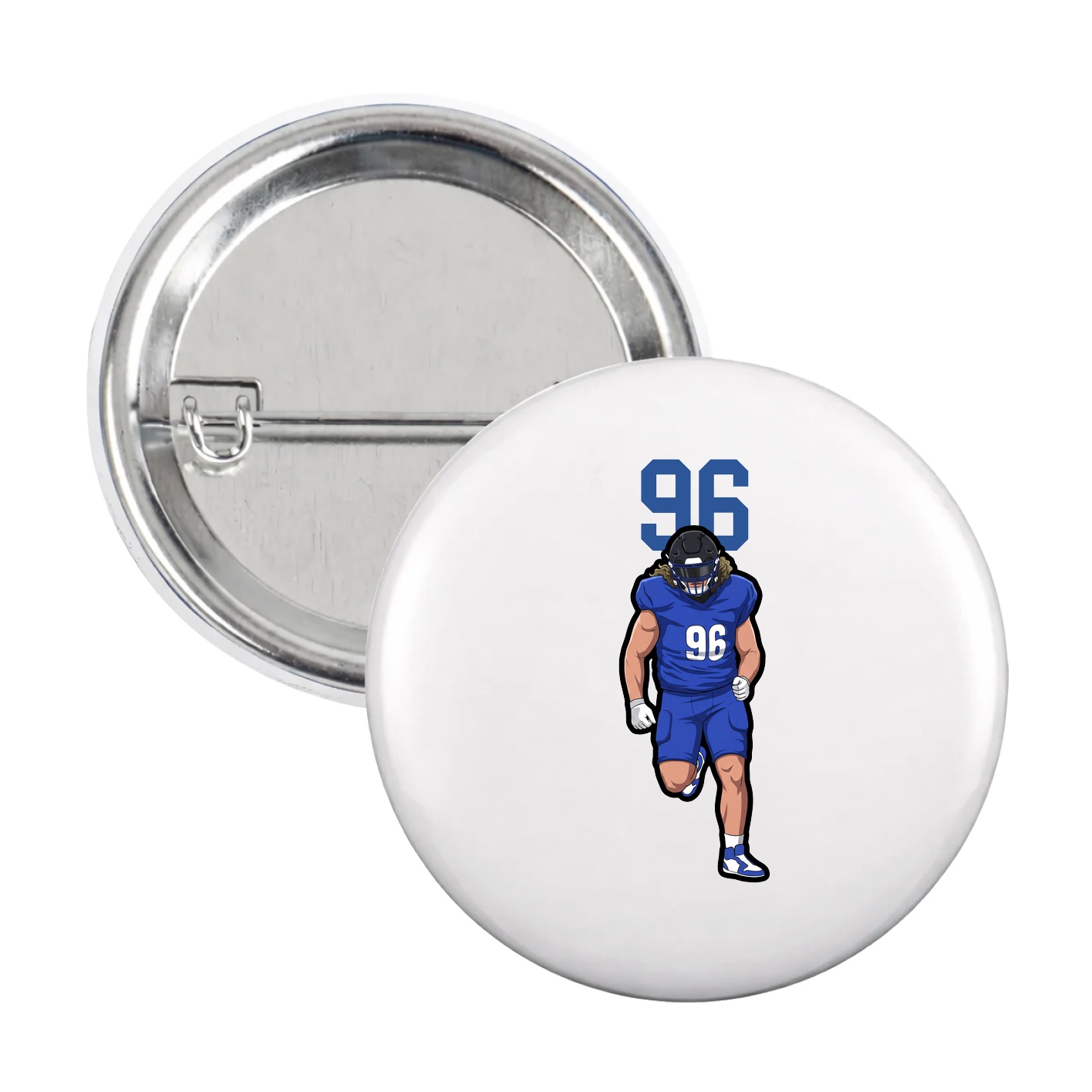 Game Day Button — Number Top in White