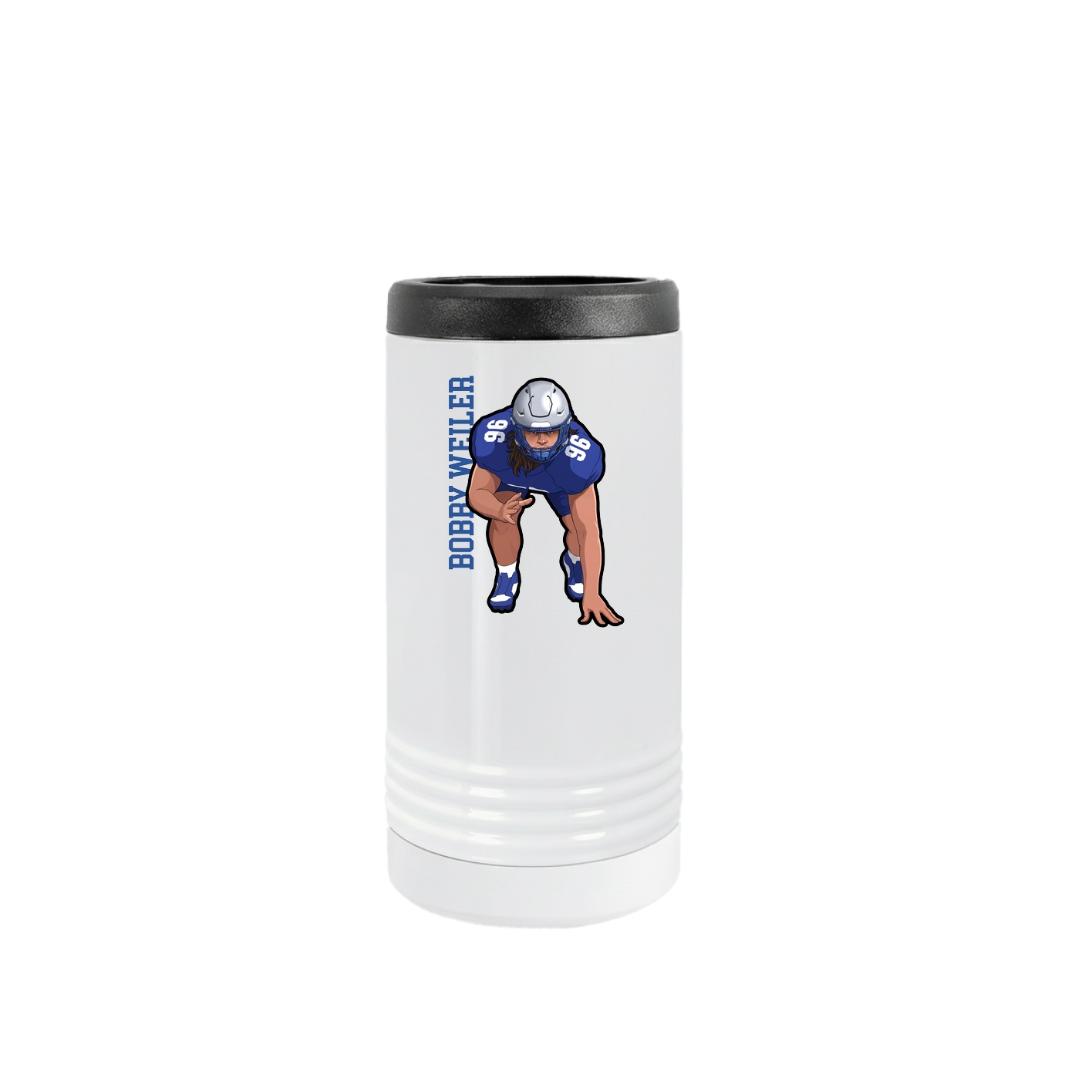 Slim Beverage Holder — Name Vertical in White