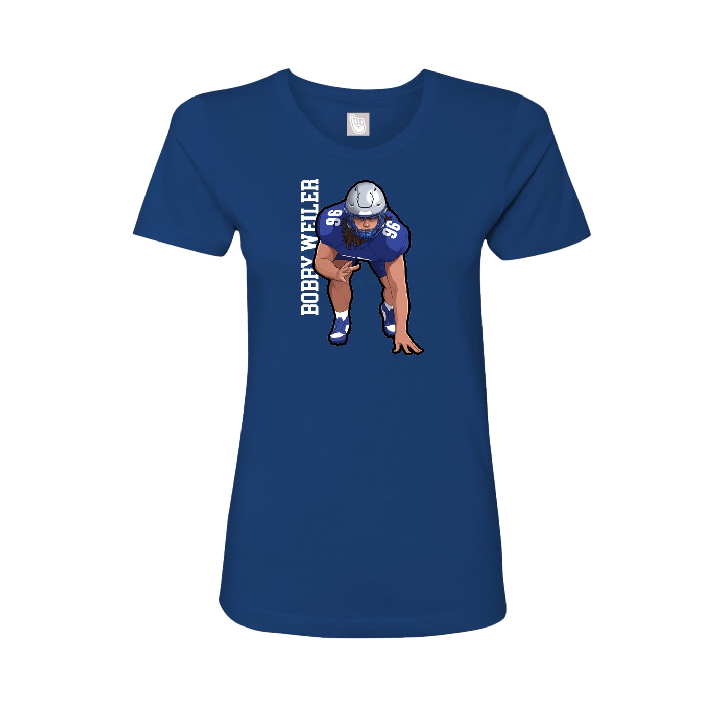 Fitted Women's Tee — Name Vertical in Royal
