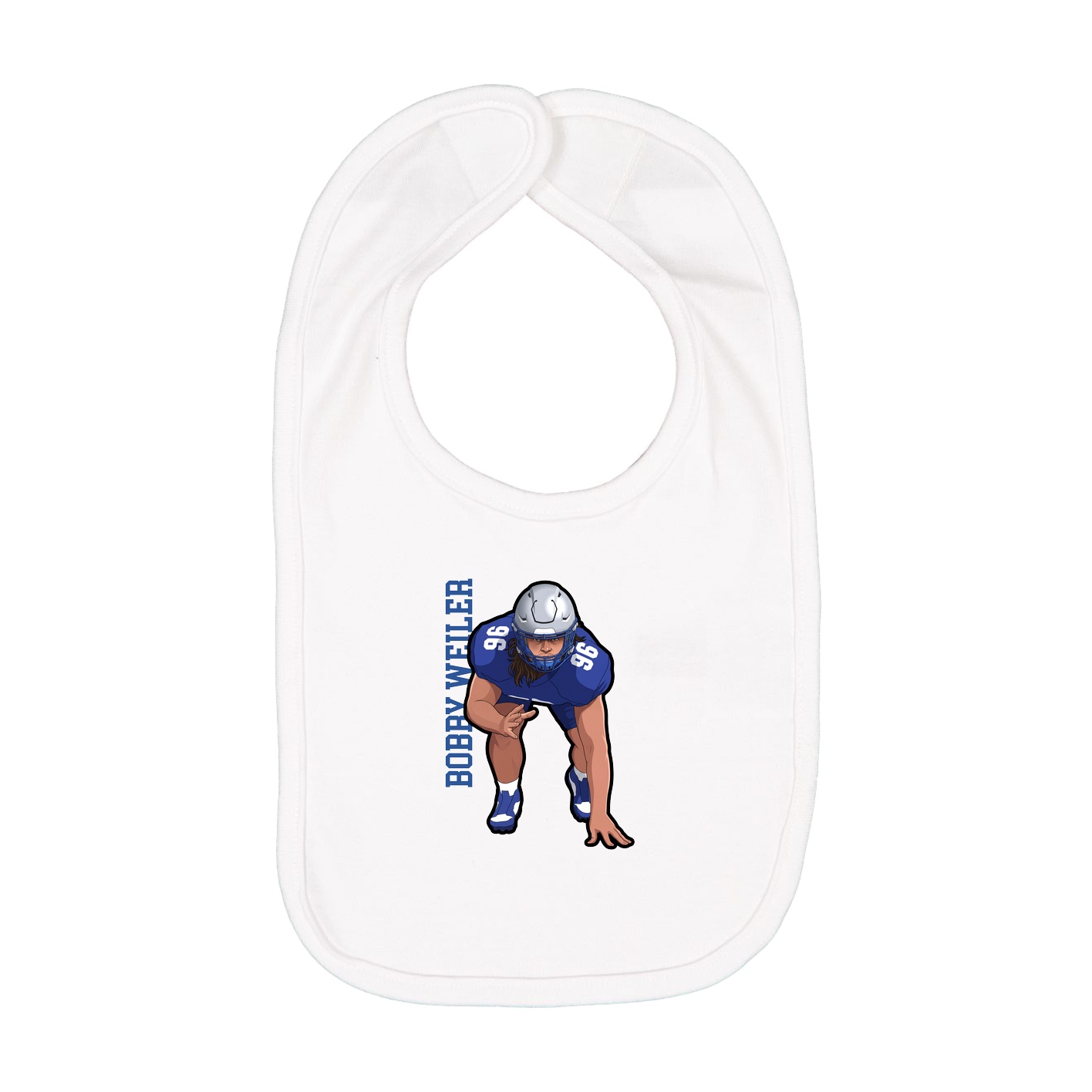 Infant Bib — Name Vertical in White