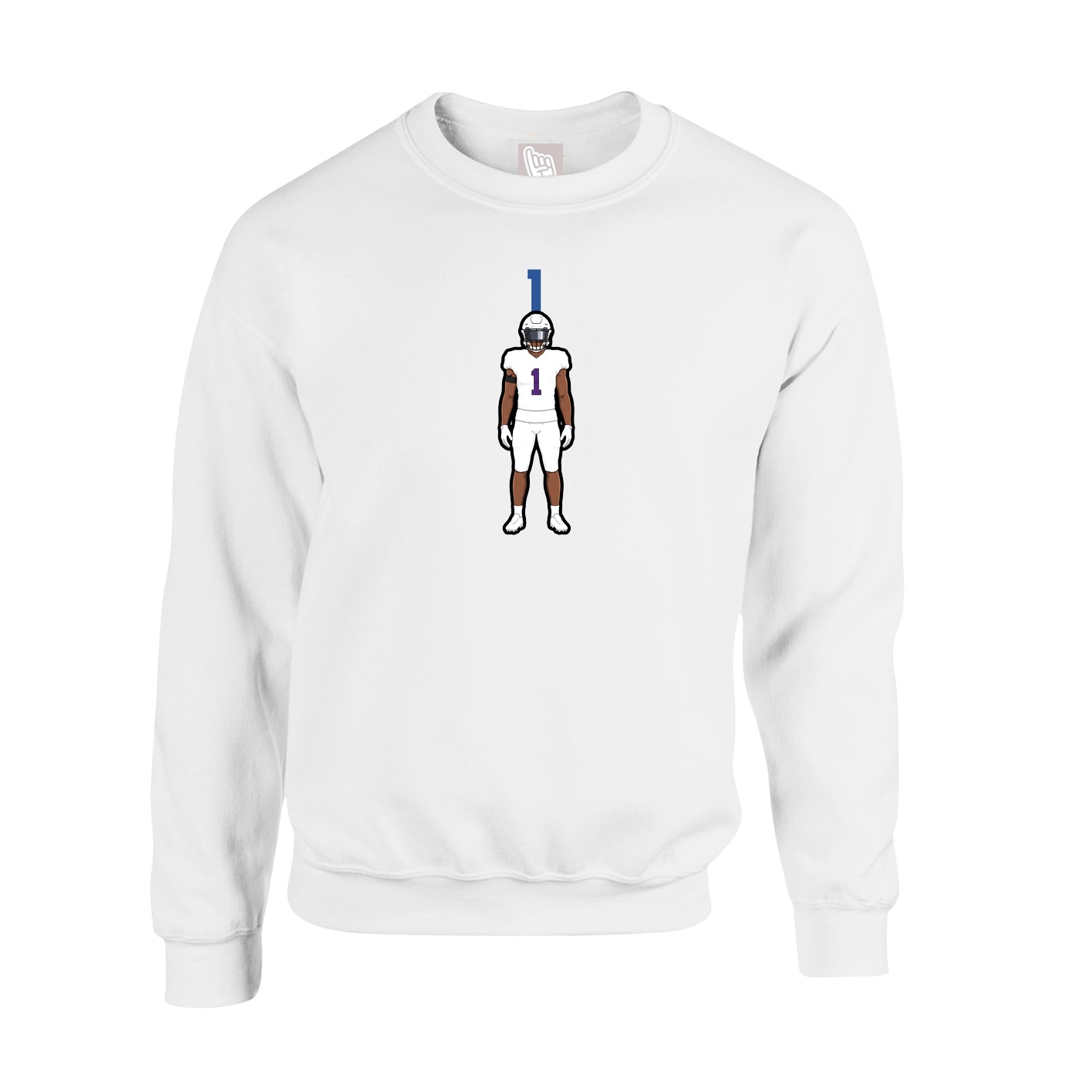 Fleece Crew — Number Top in White