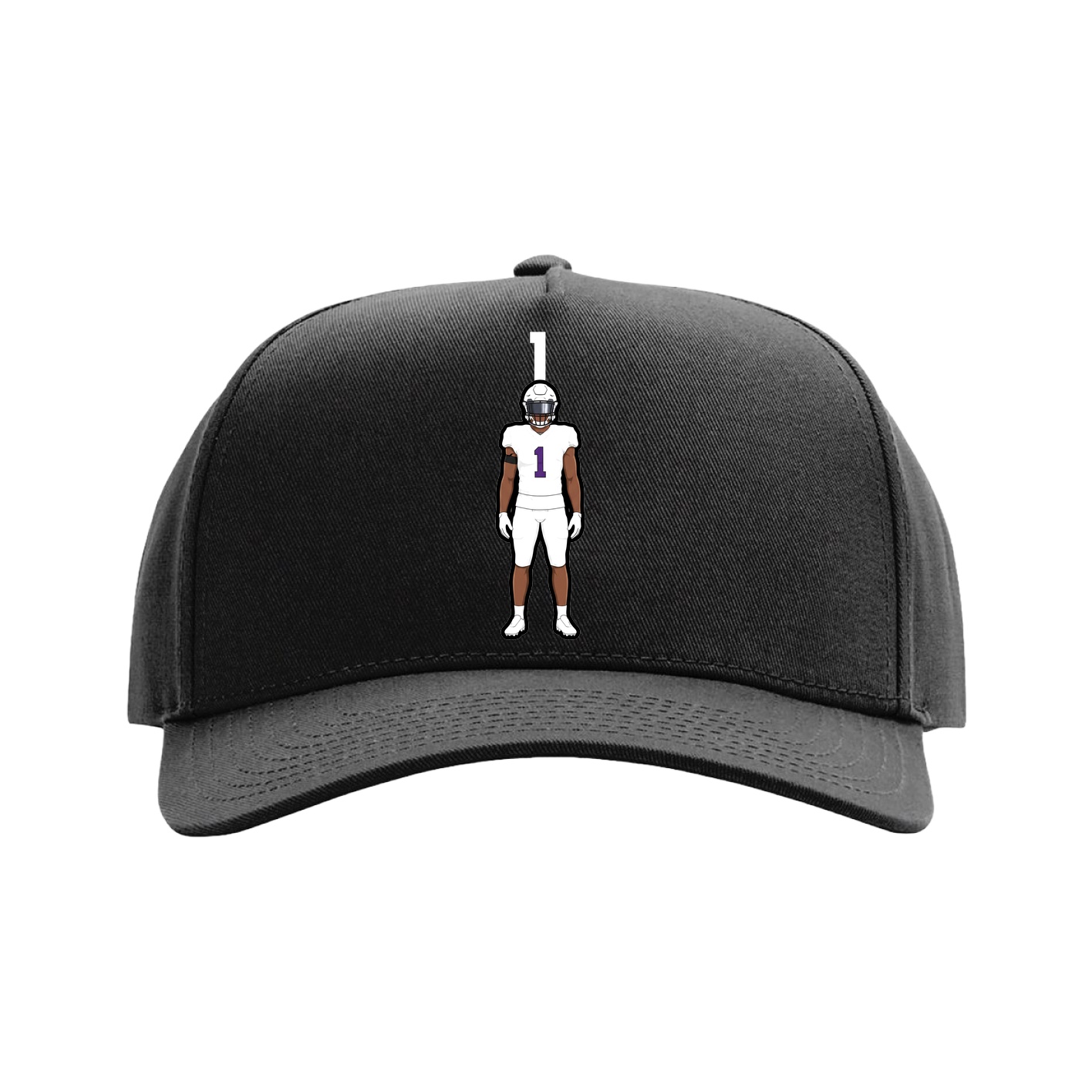 Full Fabric Five-Panel Champ Cap — Number Top in Black