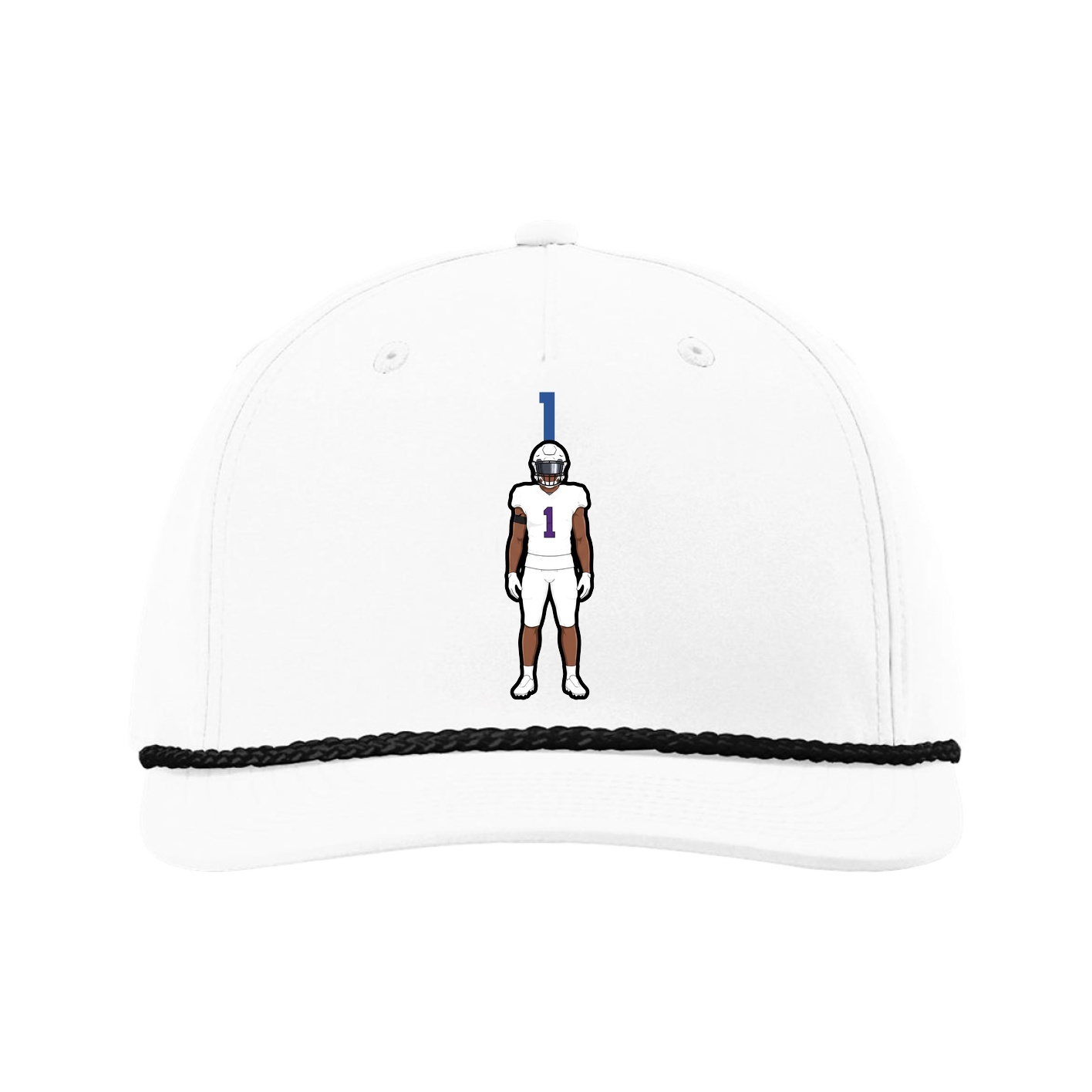 Five-Panel Classic Rope Cap — Number Top in White