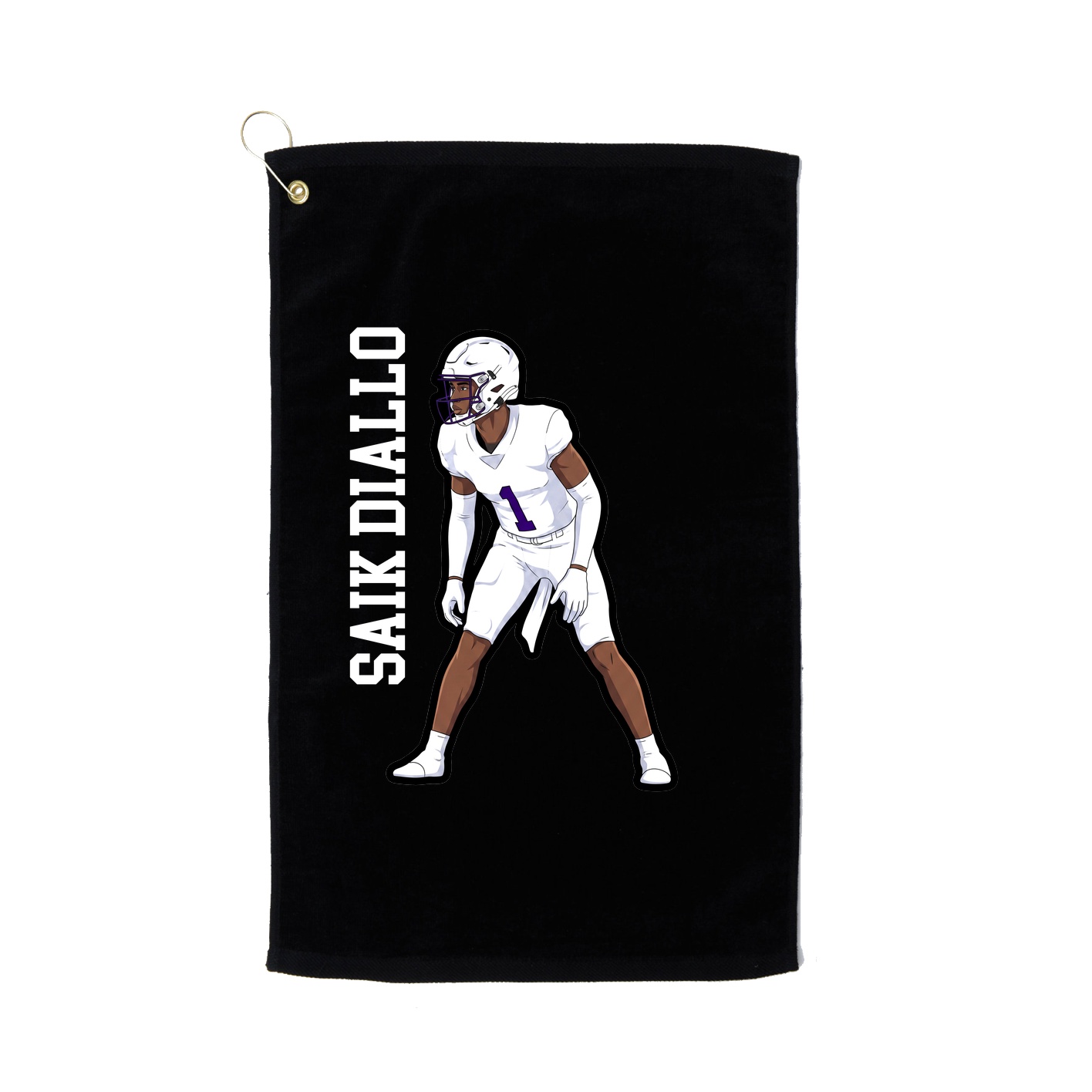 Golf Towel — Name Vertical in Black