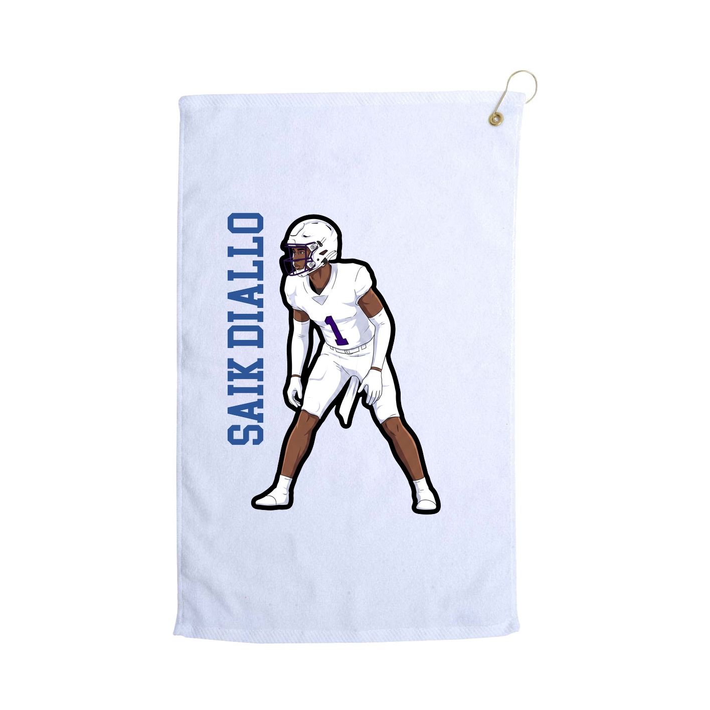 Golf Towel — Name Vertical in White