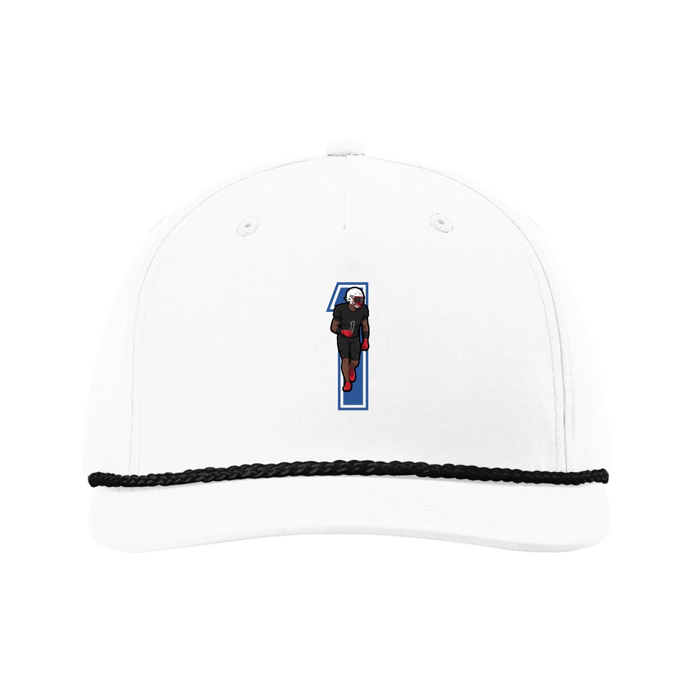 Five-Panel Classic Rope Cap — Number in White