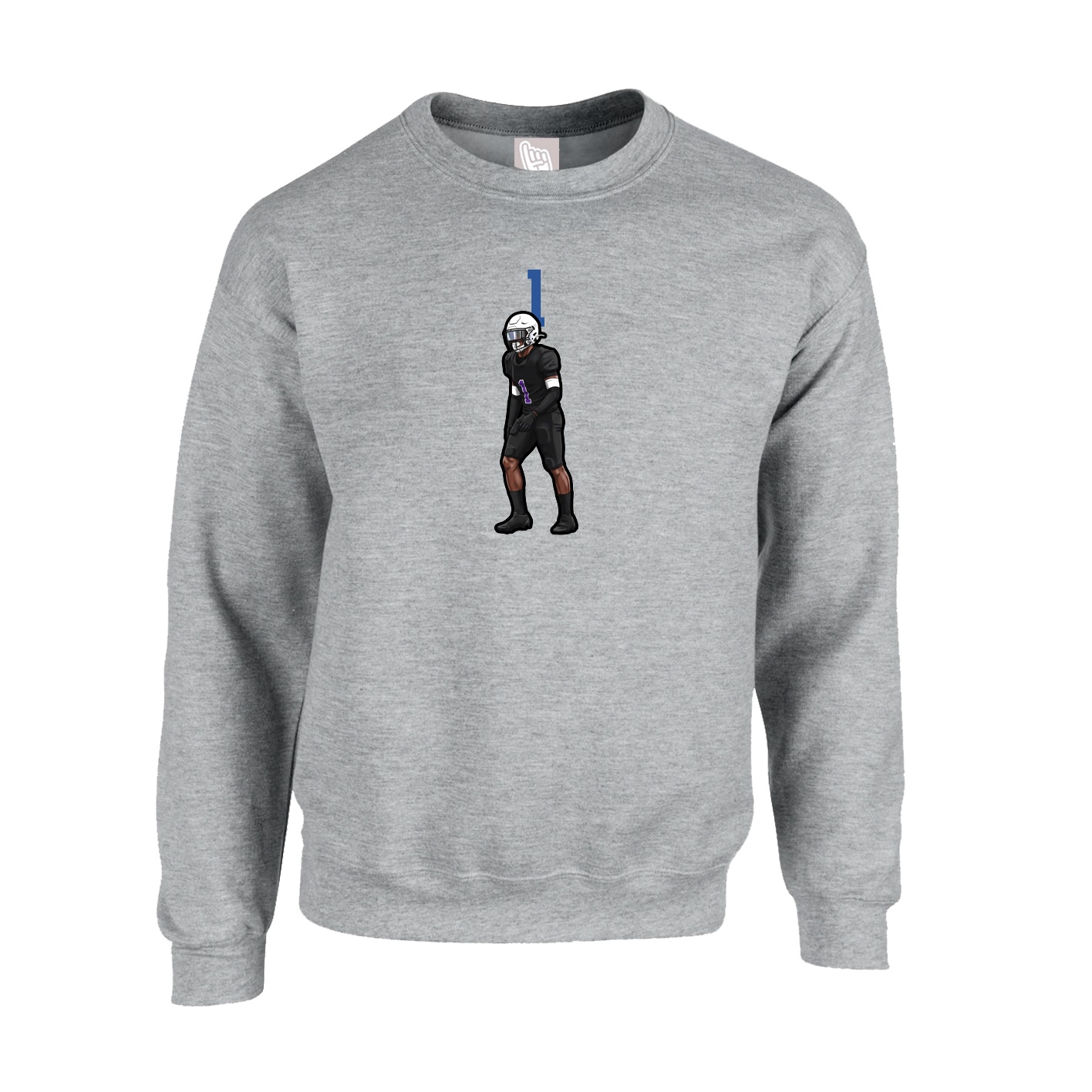 Fleece Crew — Number Top in Grey