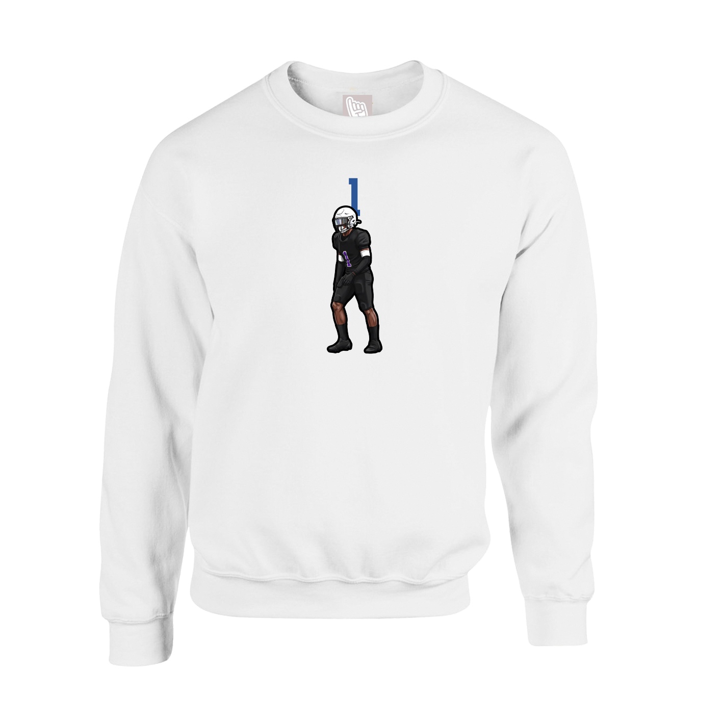 Fleece Crew — Number Top in White