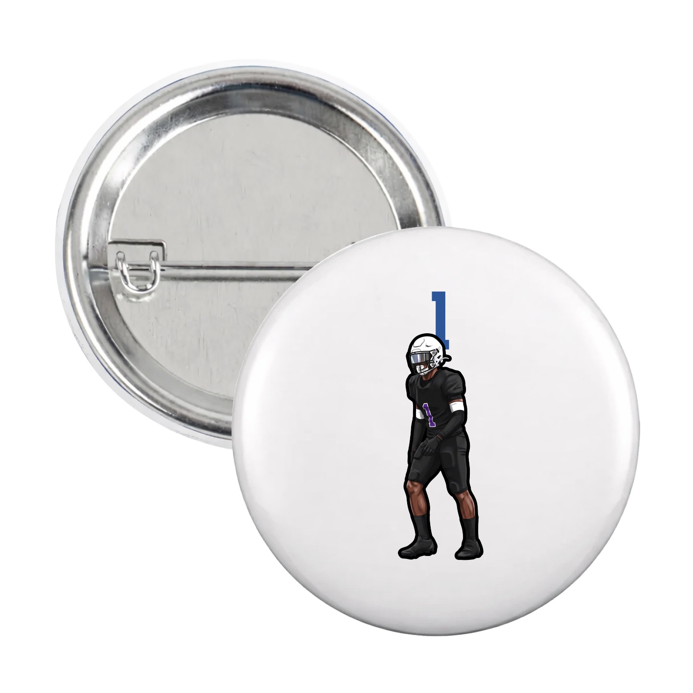 Game Day Button — Number Top in White