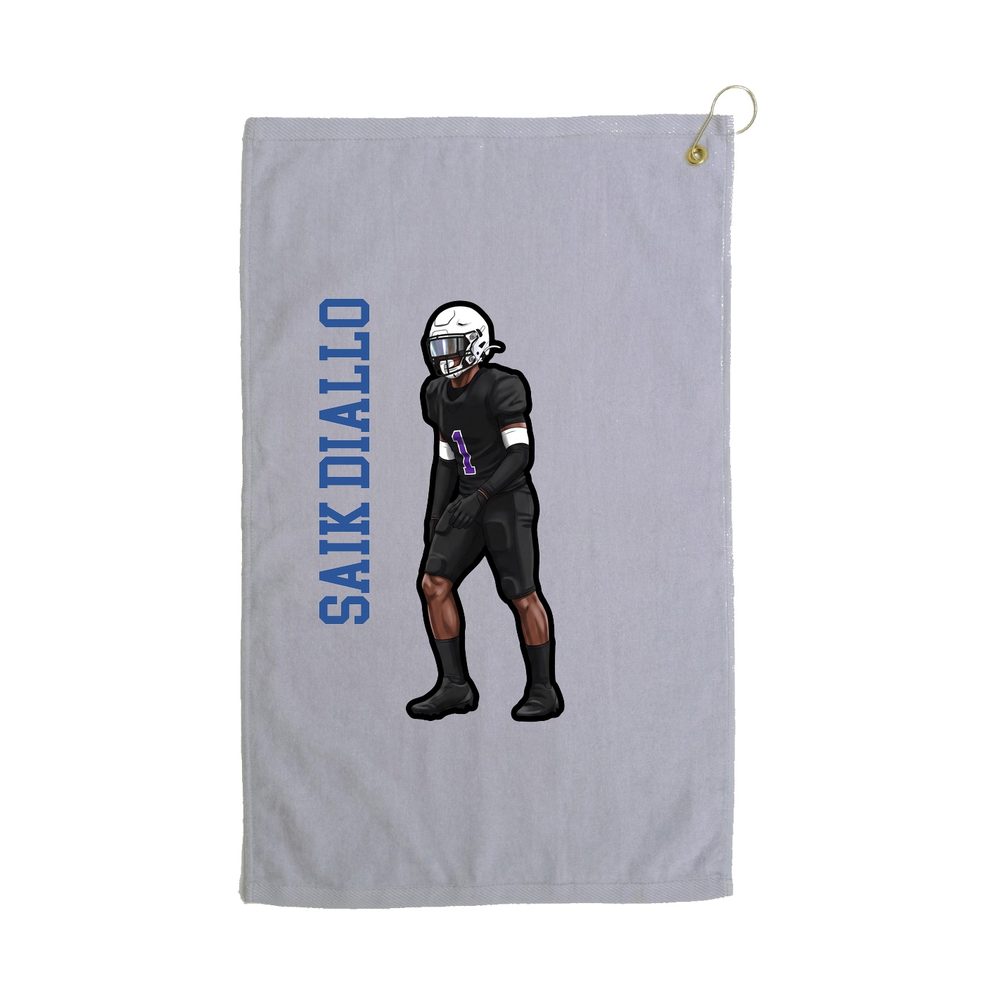 Golf Towel — Name Vertical in Grey