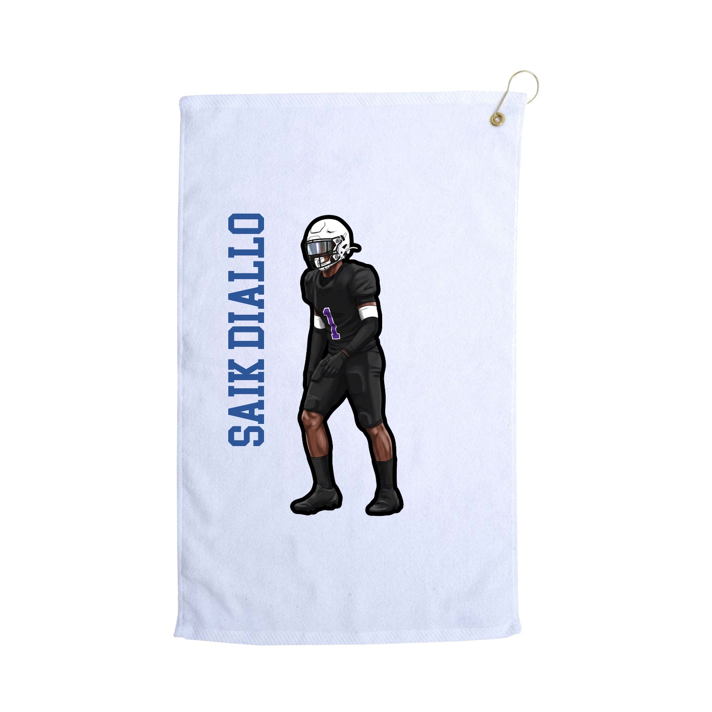 Golf Towel — Name Vertical in White